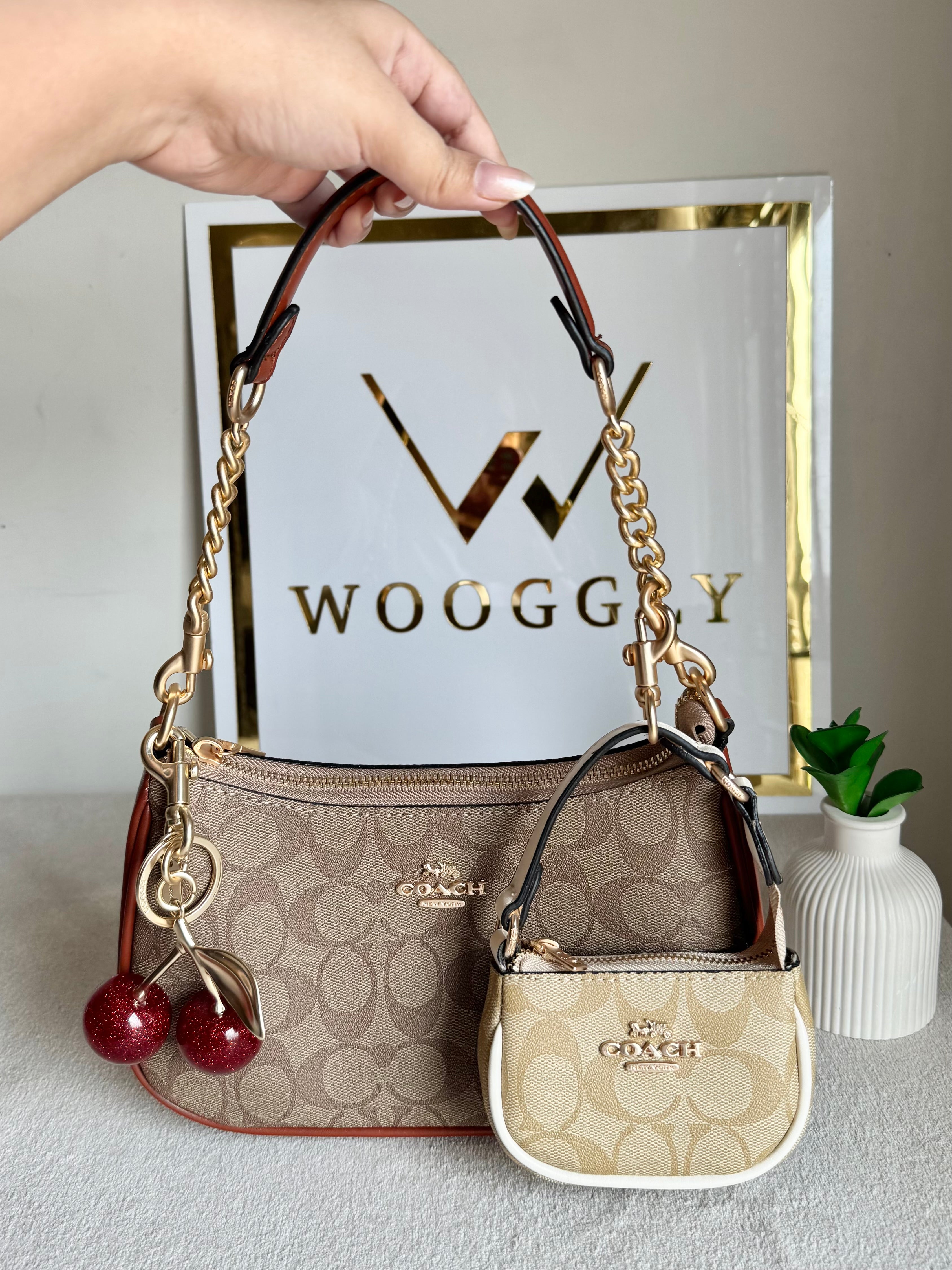 COACH Teri Gift Box with Baby Teri Charm & Coach Cherry Charm - Apricot Brown