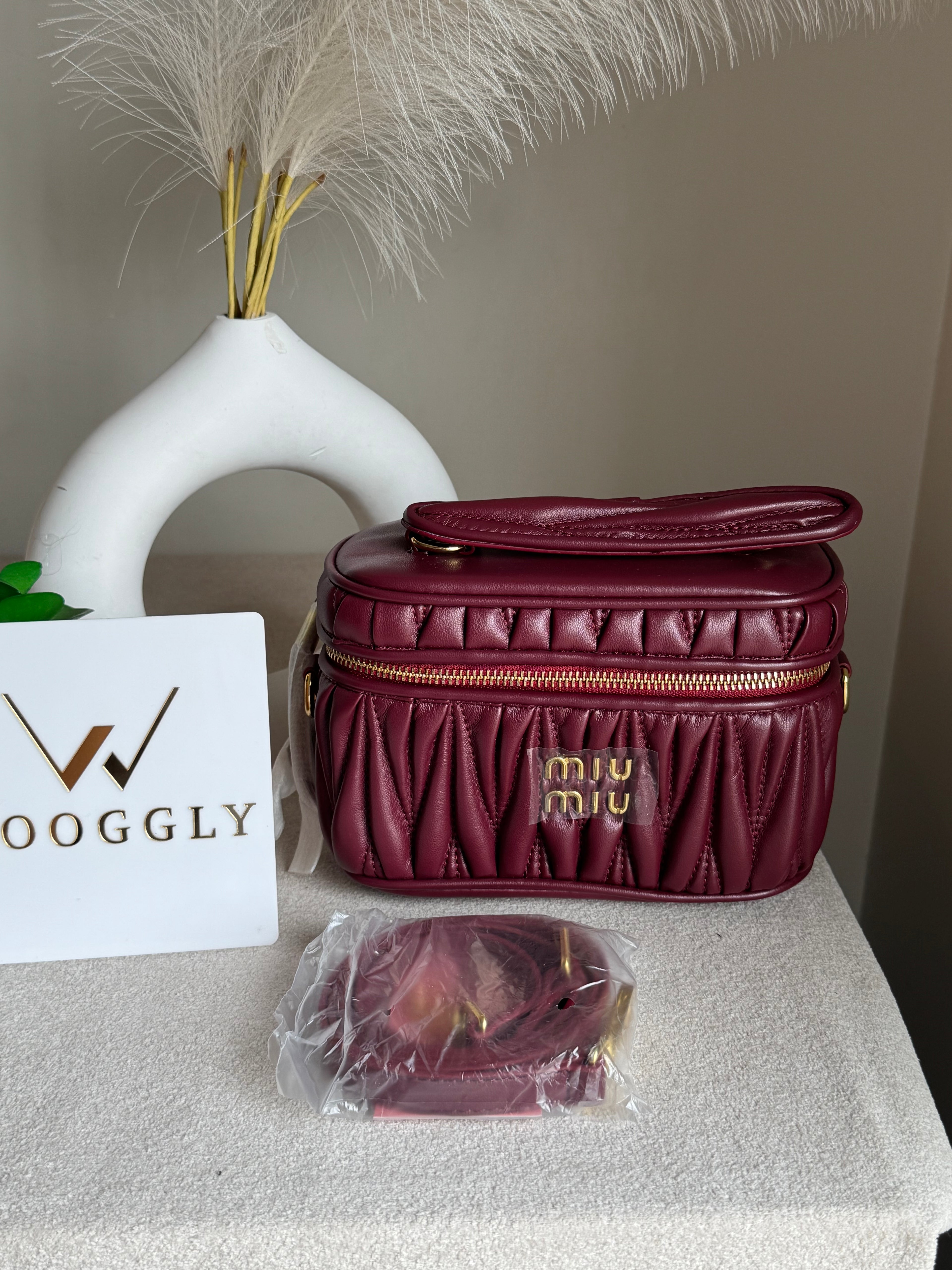 Miu Miu Quilted Crossbody Bag - Maroon