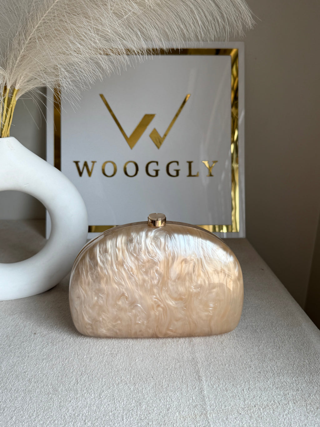 Marble Acrylic Clutch - Peach