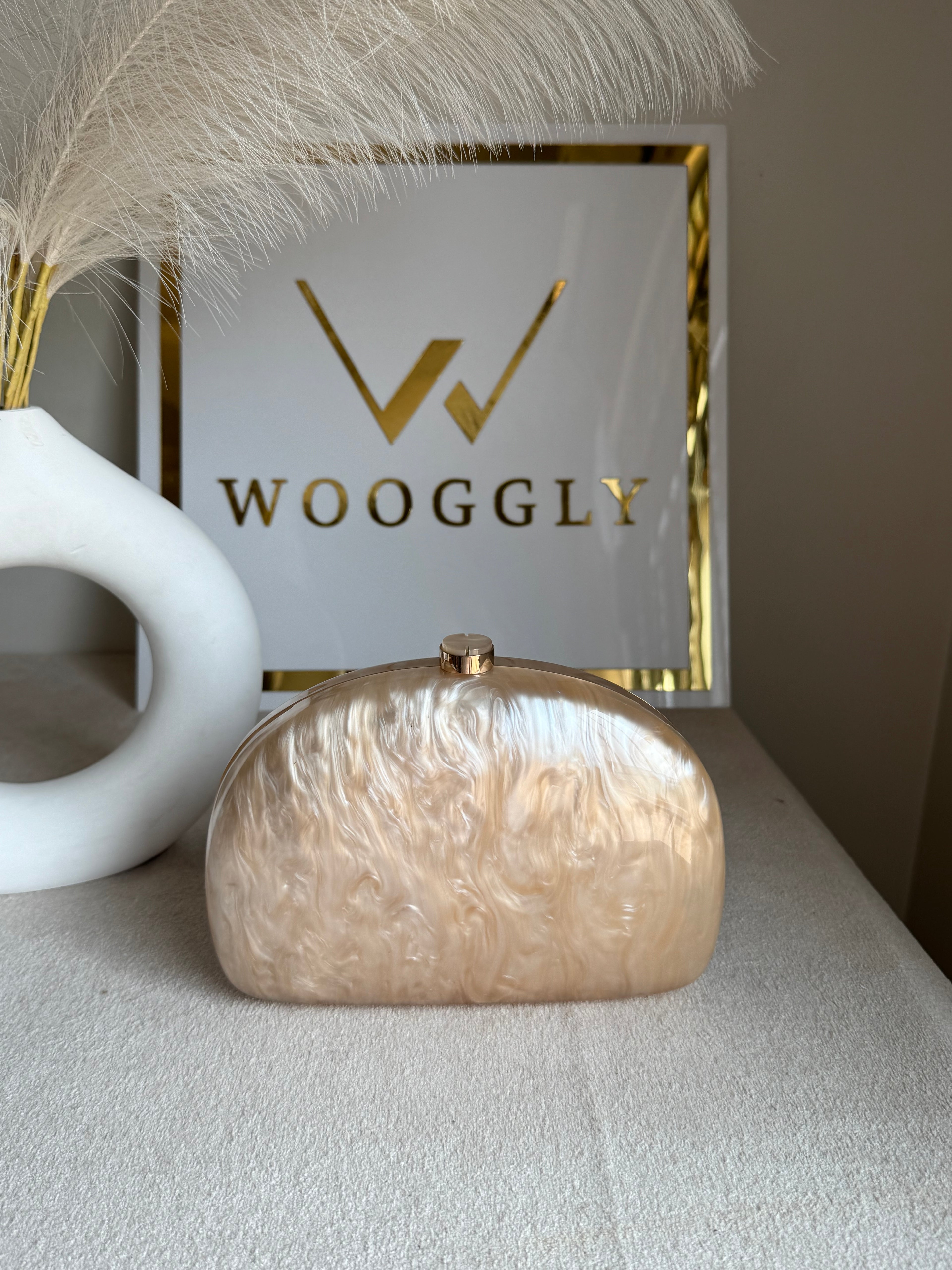 Marble Acrylic Clutch - Peach