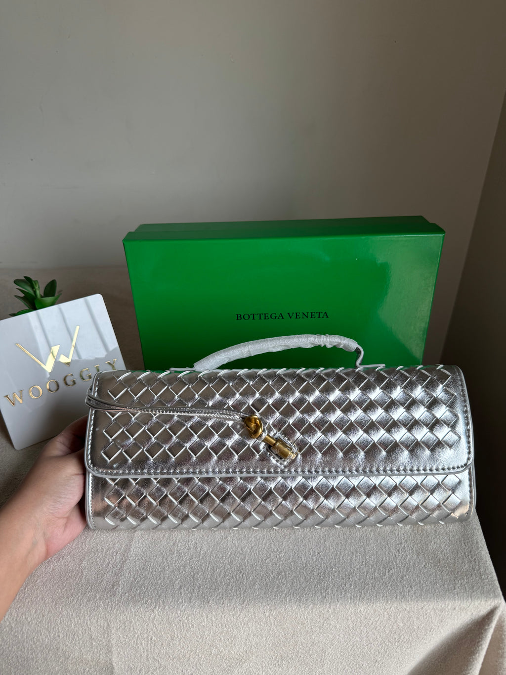 Premium Bottega Veneta Viral Bag with BOX Packing - Silver