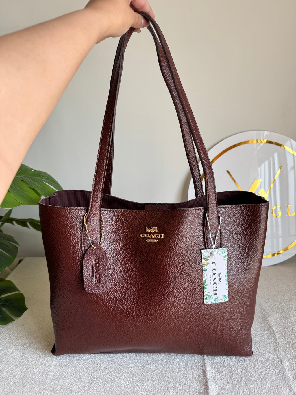 COACH Solid Tote Bag - Chocolate Brown