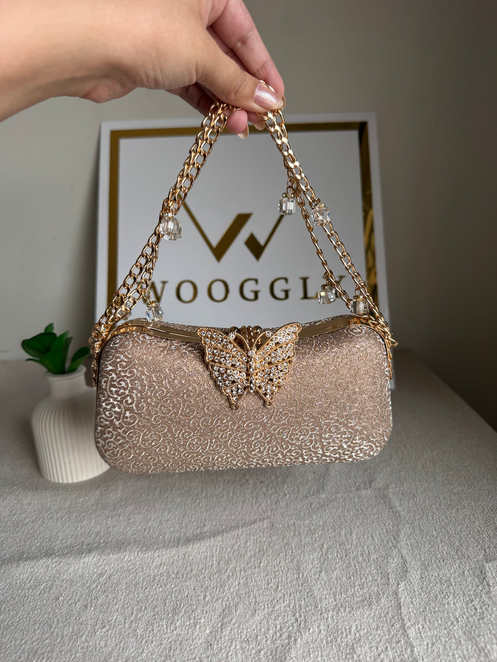 Rosy Butterfly Clutch (Rose Gold)