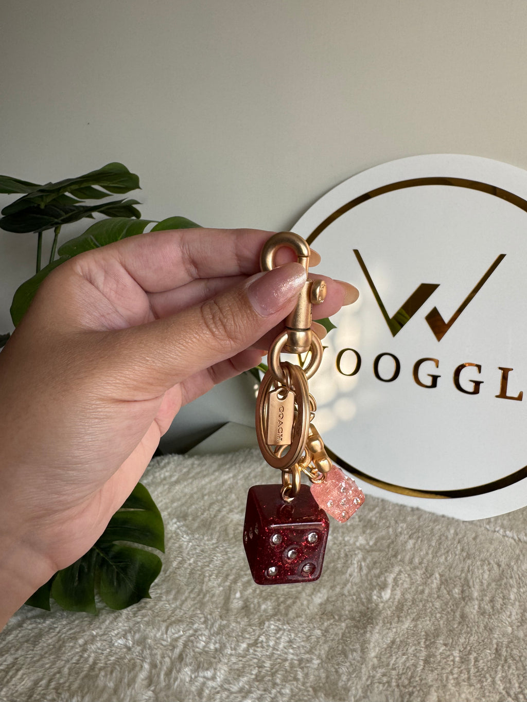 PREMIUM Coach Dice Bag Charm - FULL SIZE Red & Pink