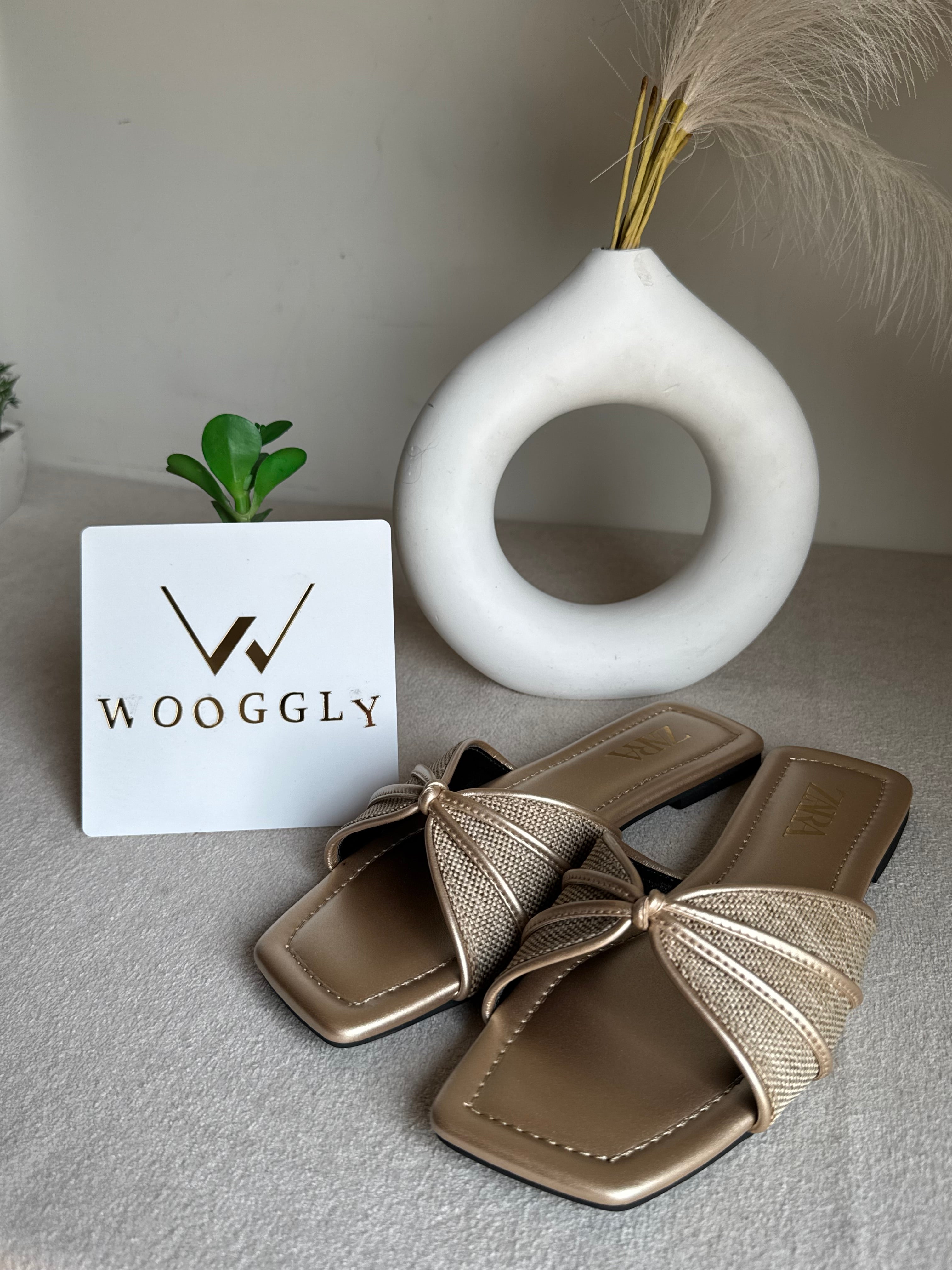 Zara Knot Slides Fawn