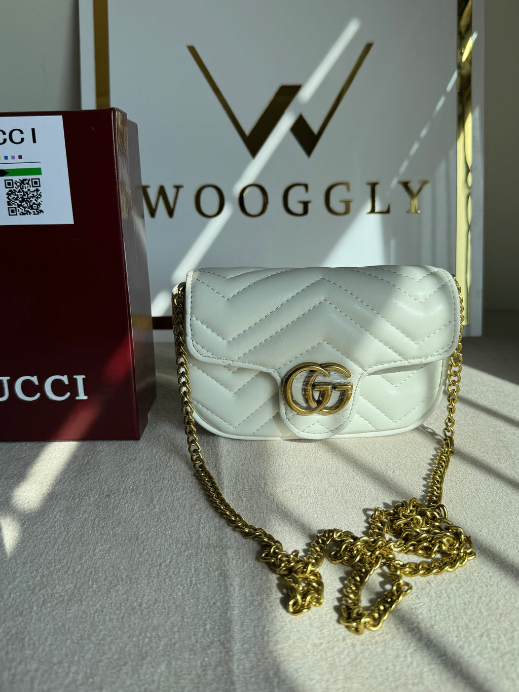 Gucci Signature Bag SMALL - Cream with Box Packing