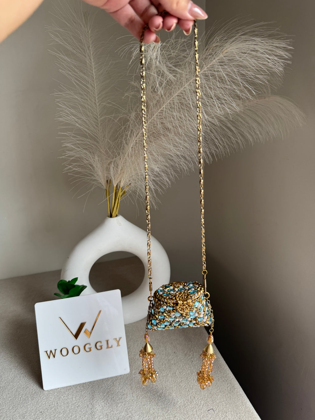 Viral Mini Clutch Lovelle - Gold with Turquoise
