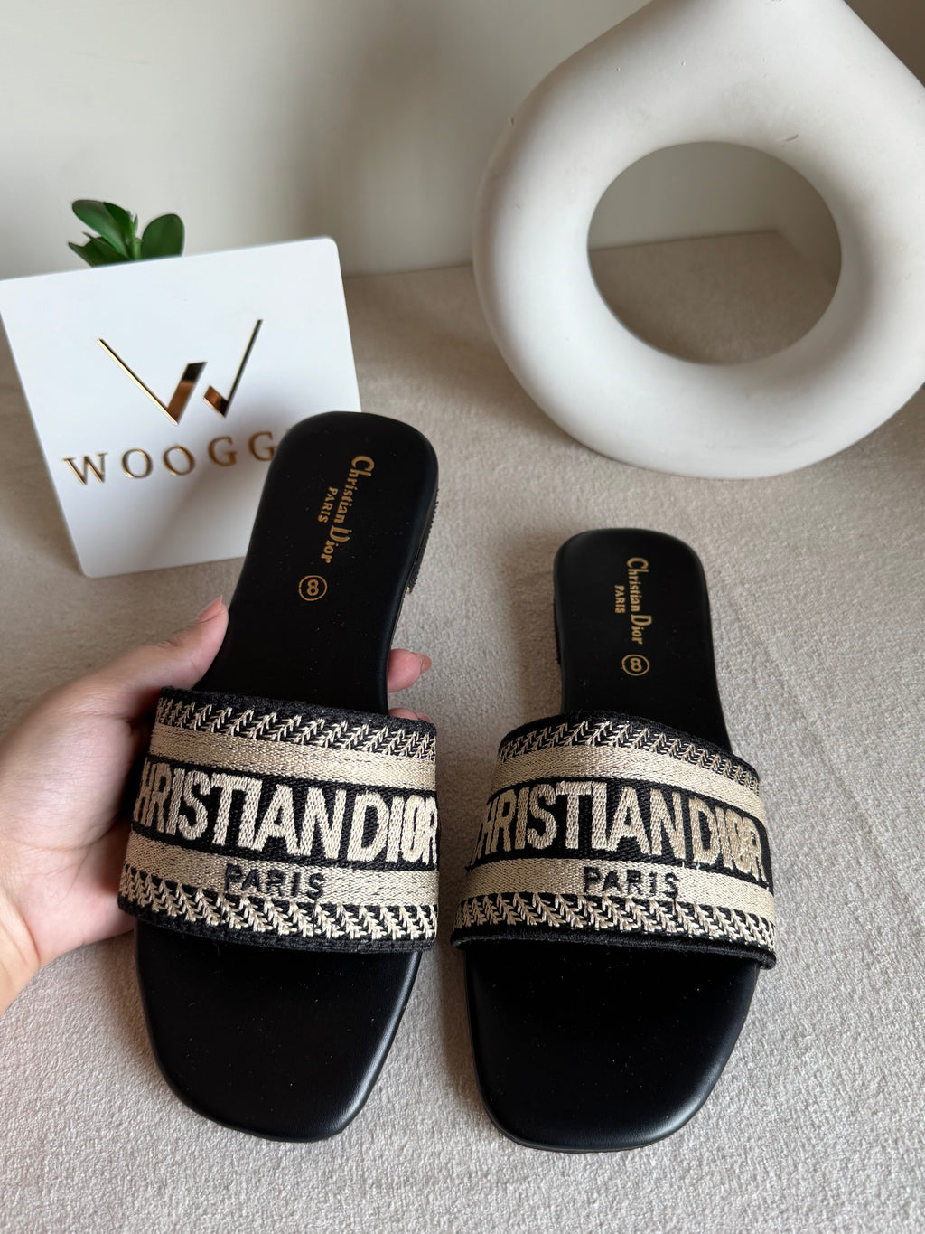 Signature Dior Embroided Slides