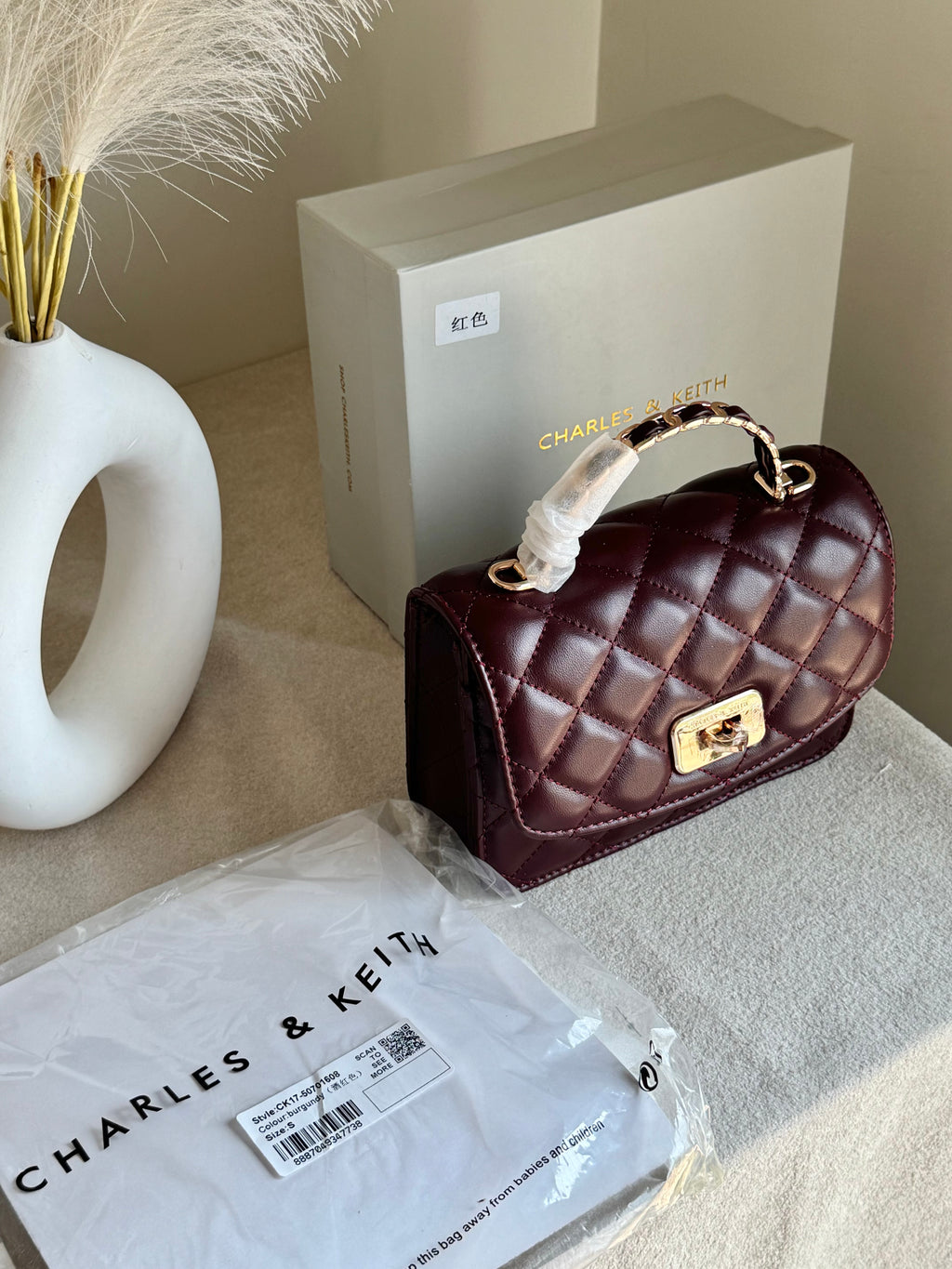 Premium C & K Elora Bag with PROPER PACKING Burgundy
