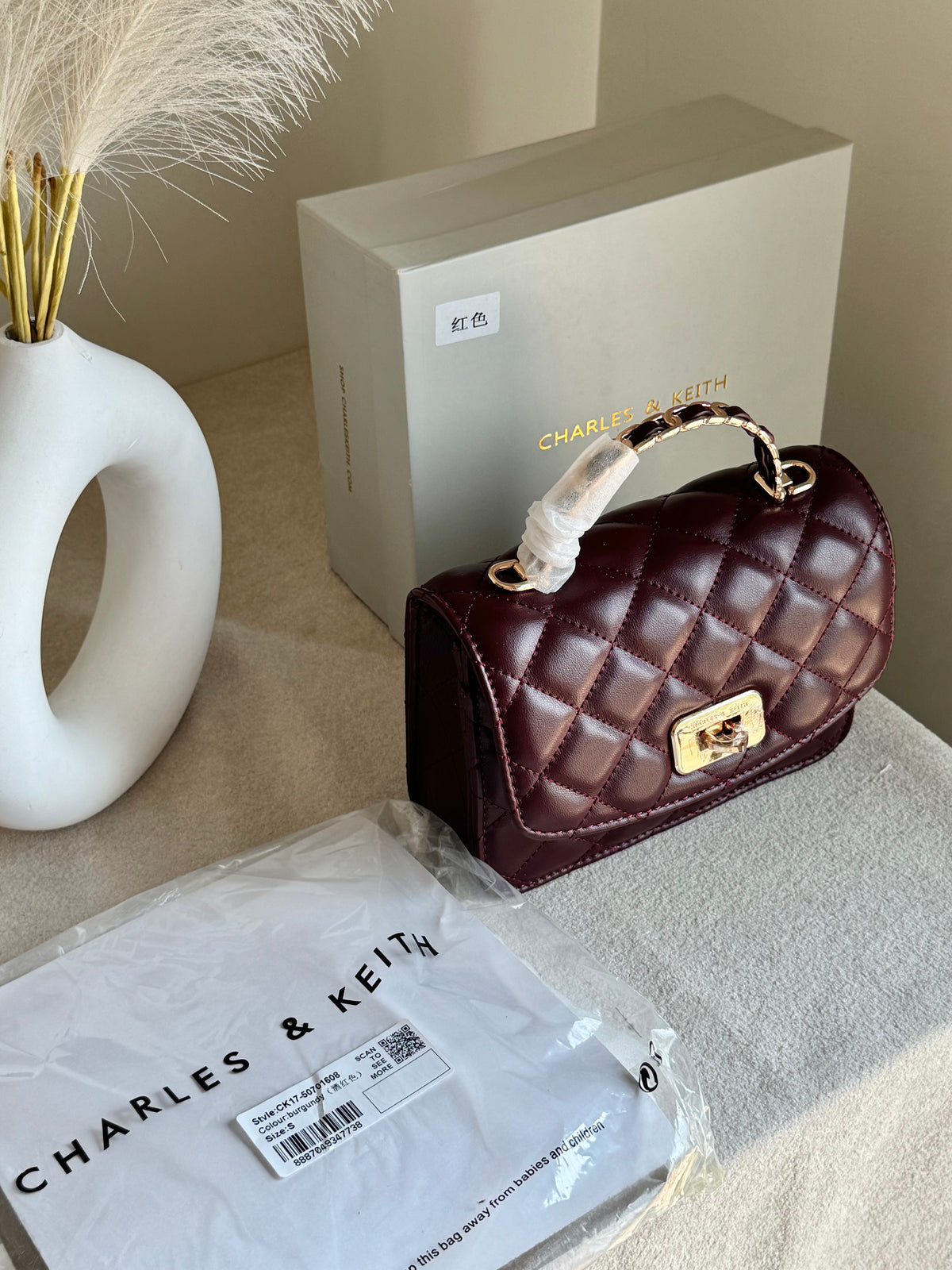 Premium C & K Elora Bag with PROPER PACKING Burgundy