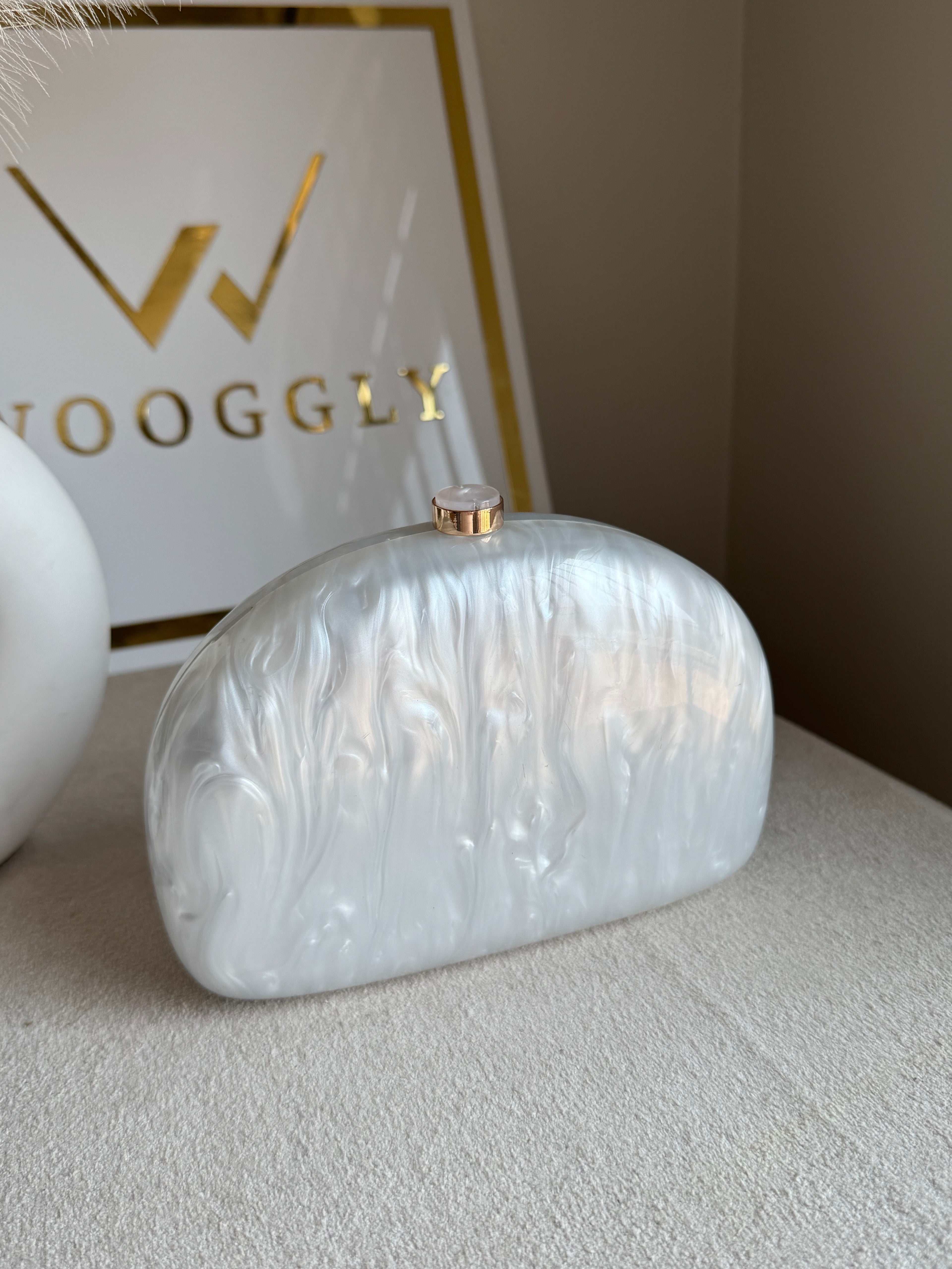 Marble Acrylic Clutch - Pearly