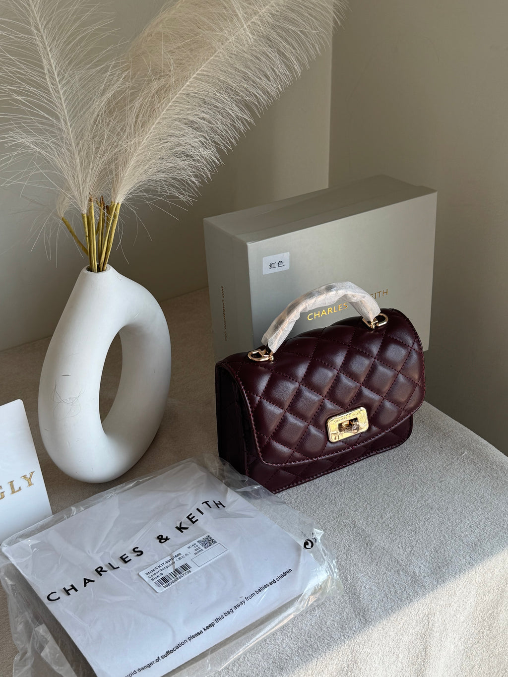 Premium C & K Elora Bag with PROPER PACKING Burgundy