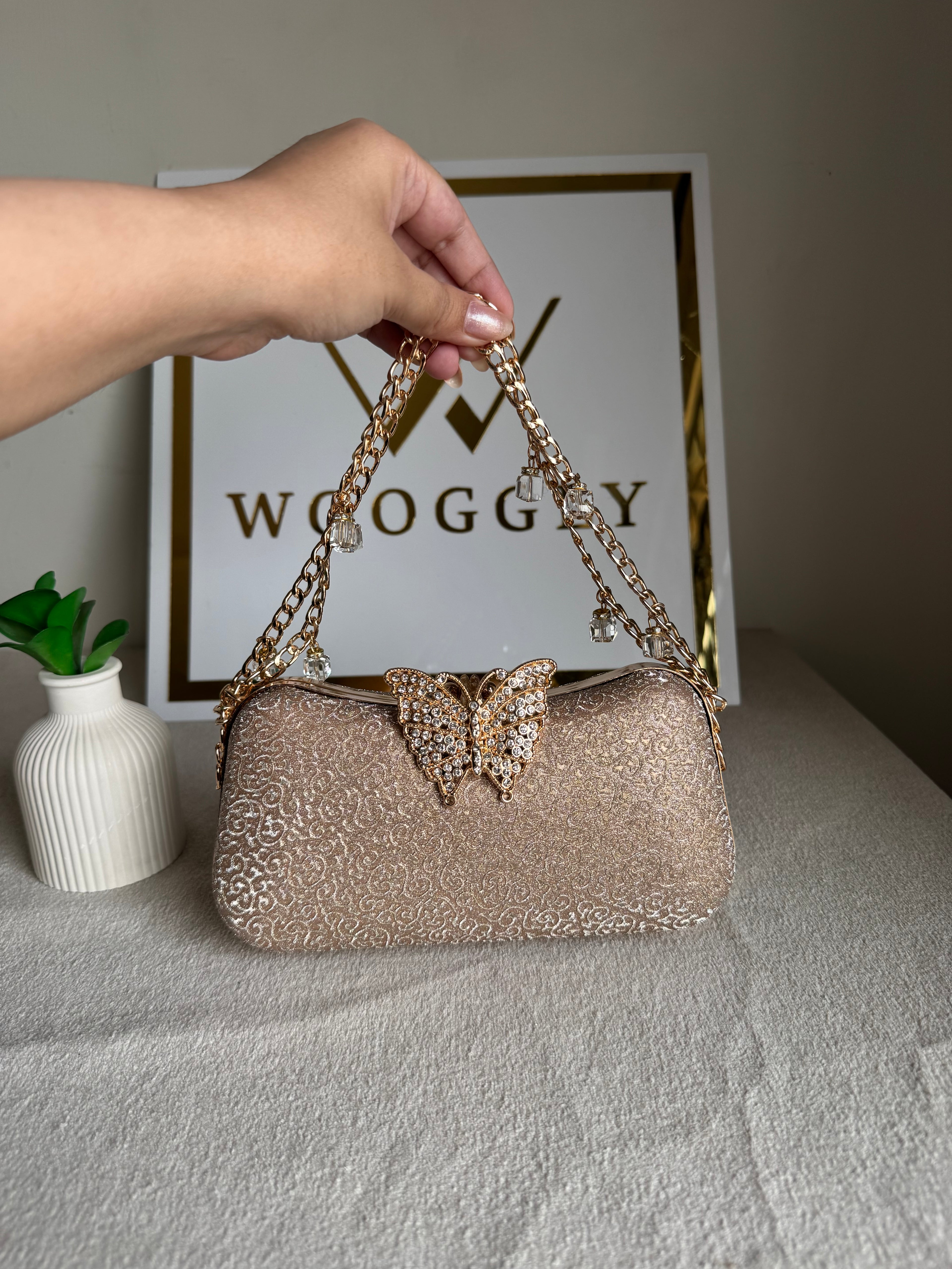 Rosy Butterfly Clutch (Rose Gold)