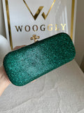 Bottega Shimmer Clutch - Green with Chain