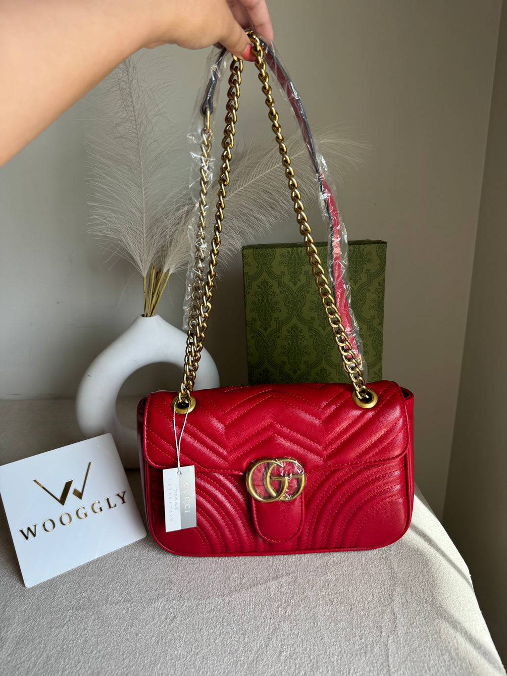 Gucci Signature Bag MEDIUM - Red with Box Packing