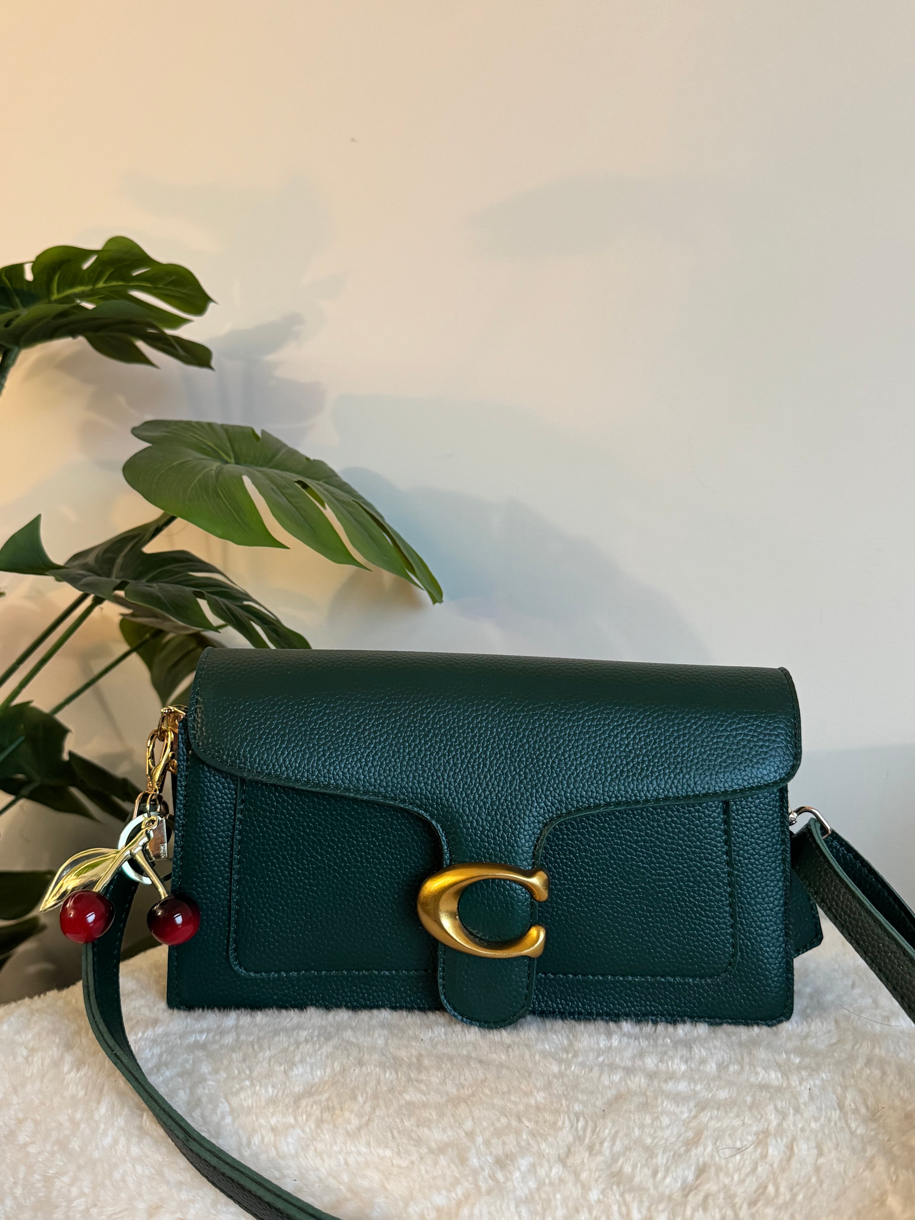 COACH TABBY with Coach Cherry Charm (Green)