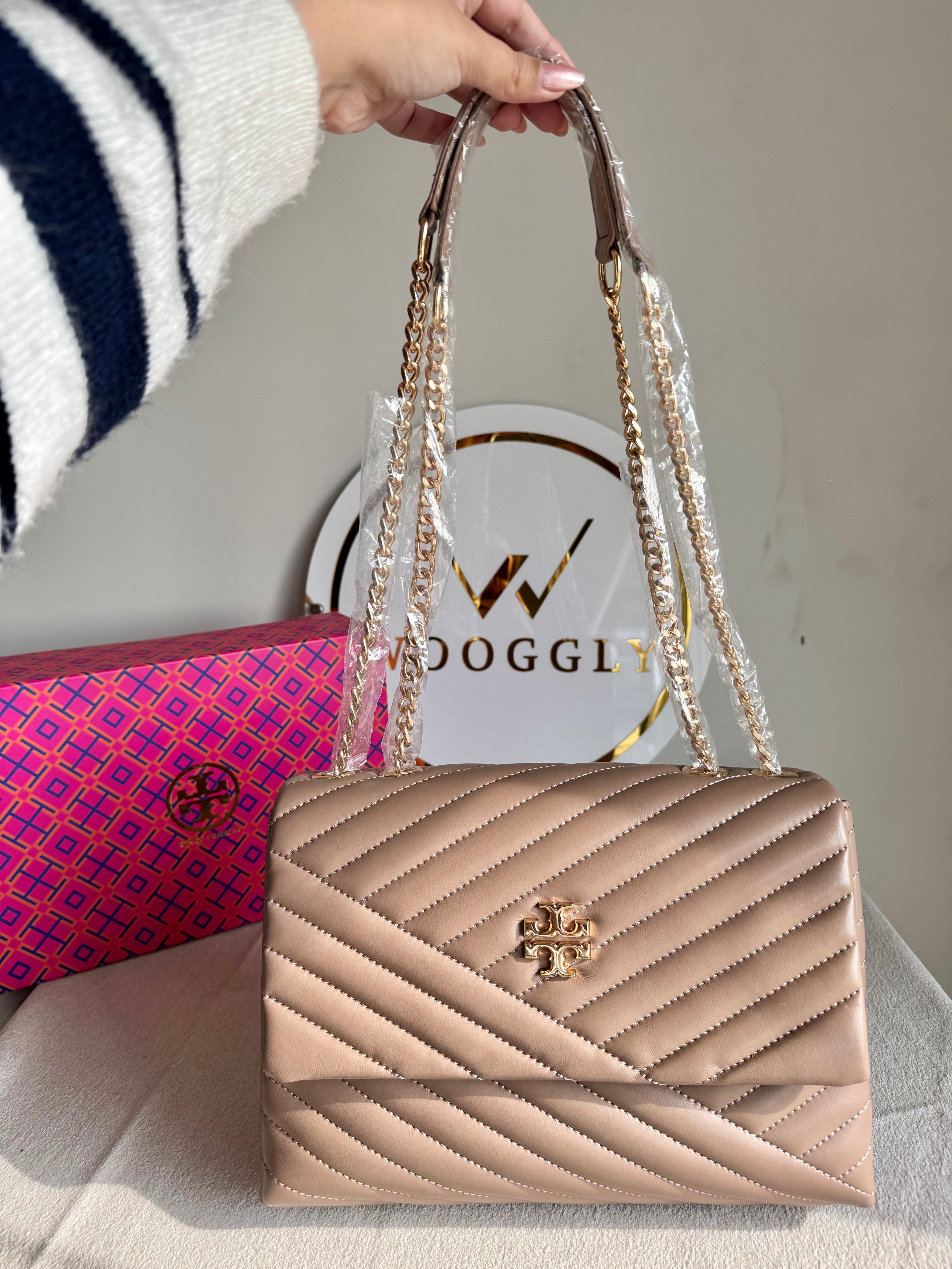 Tory Burch Signature Bag - Beige with Box Packing