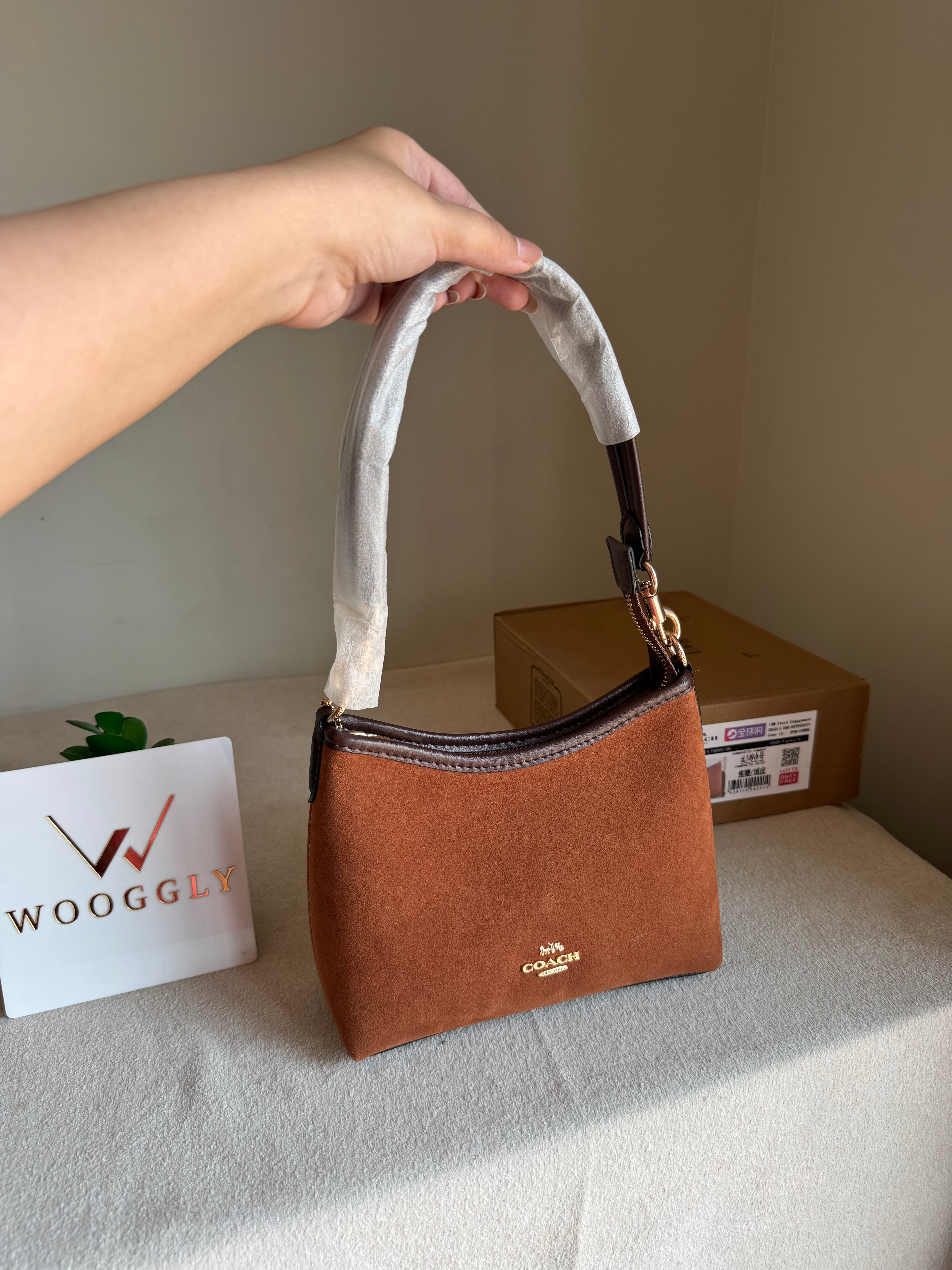 COACH PREMIUM Suede Shoulder Bag BROWN - BOX PACKING