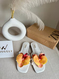 VIRAL FLOWER SLIDES - White with Orangish Red