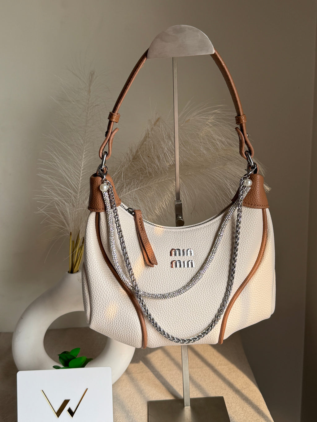 Stylish Min Min Hand Bag Beige & Brown