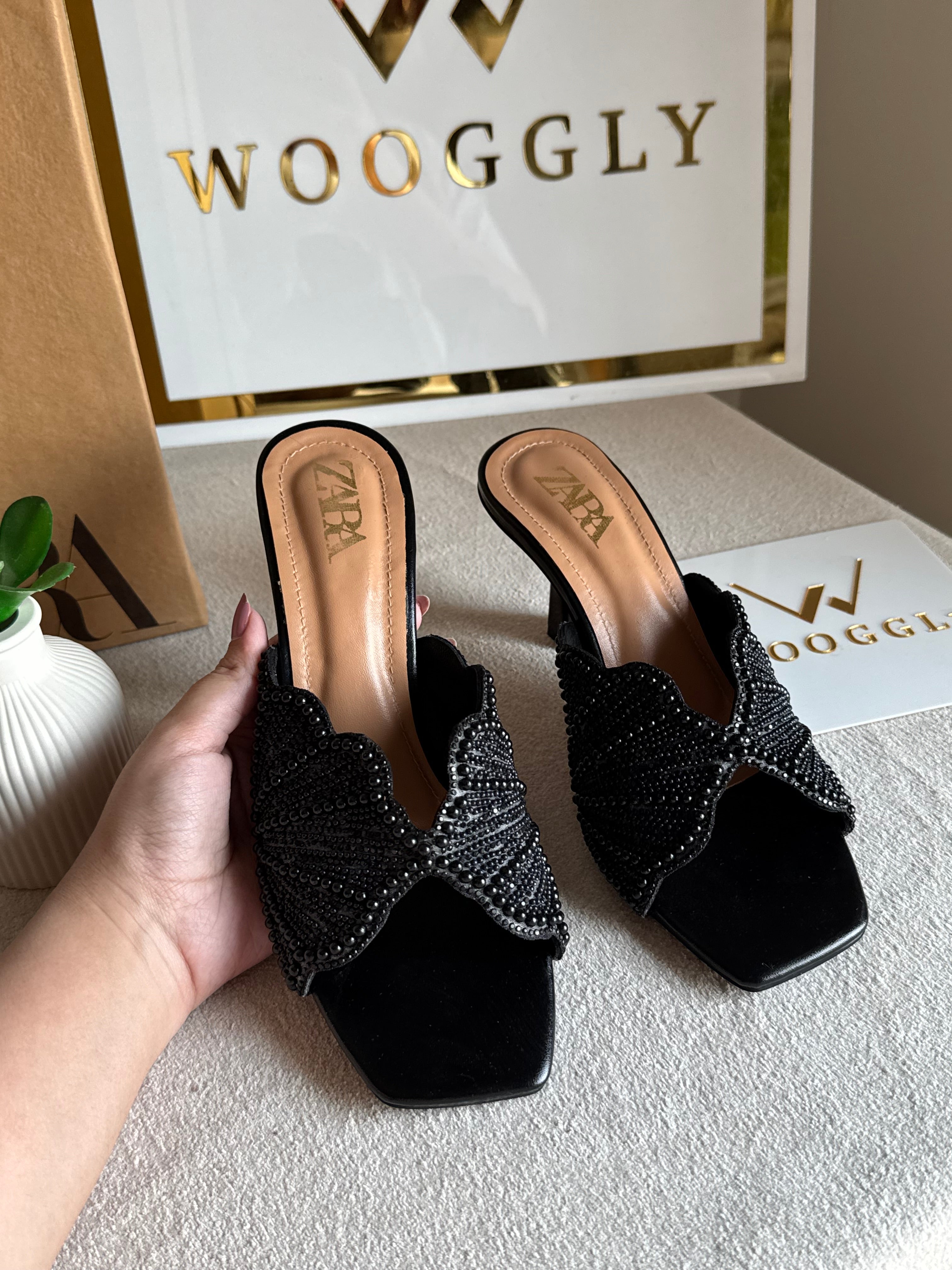 Viral Zara Faux Heels BLACK with Brand Box