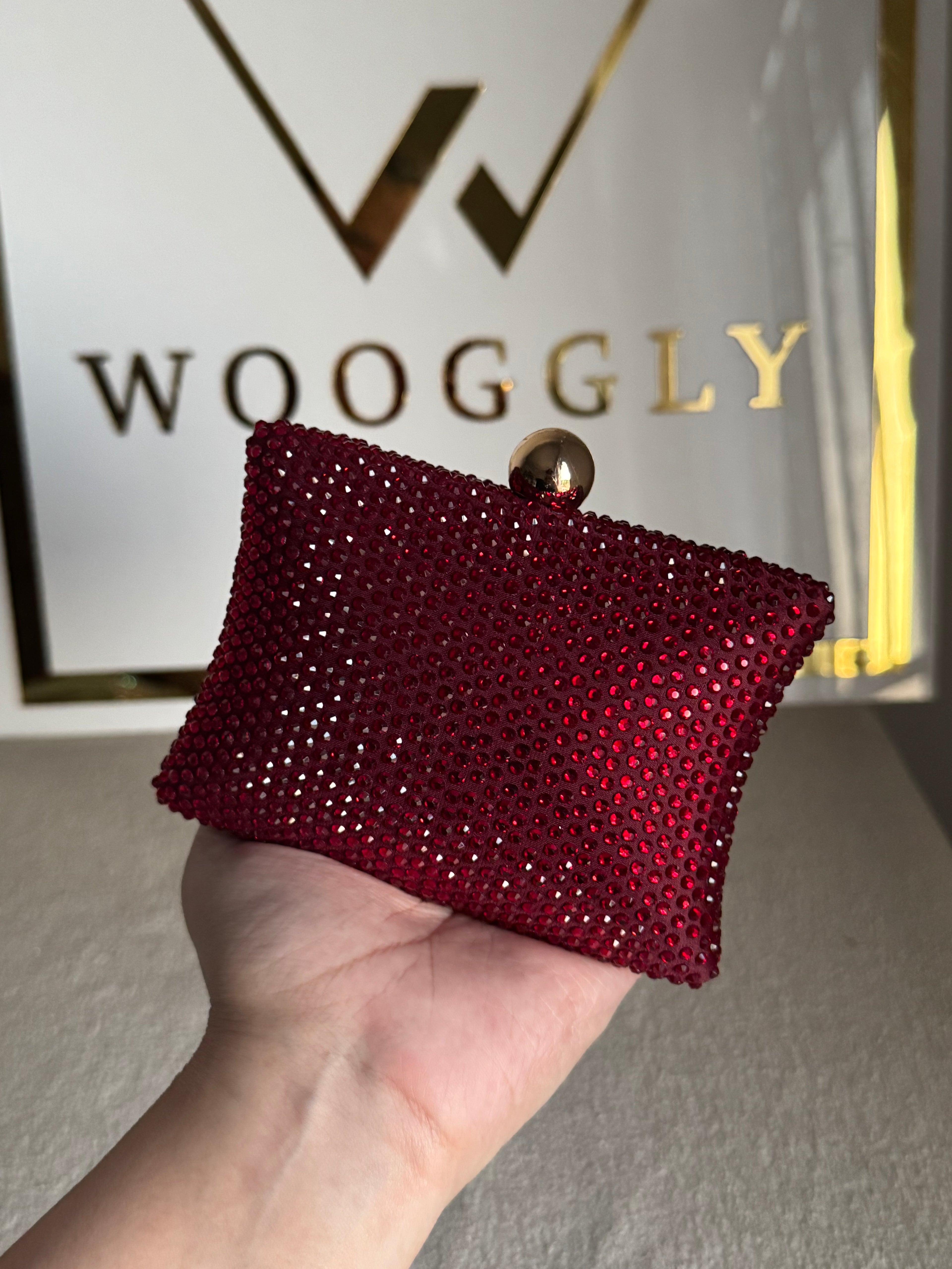 Muse Swarovski Clutch - Reddish Maroon