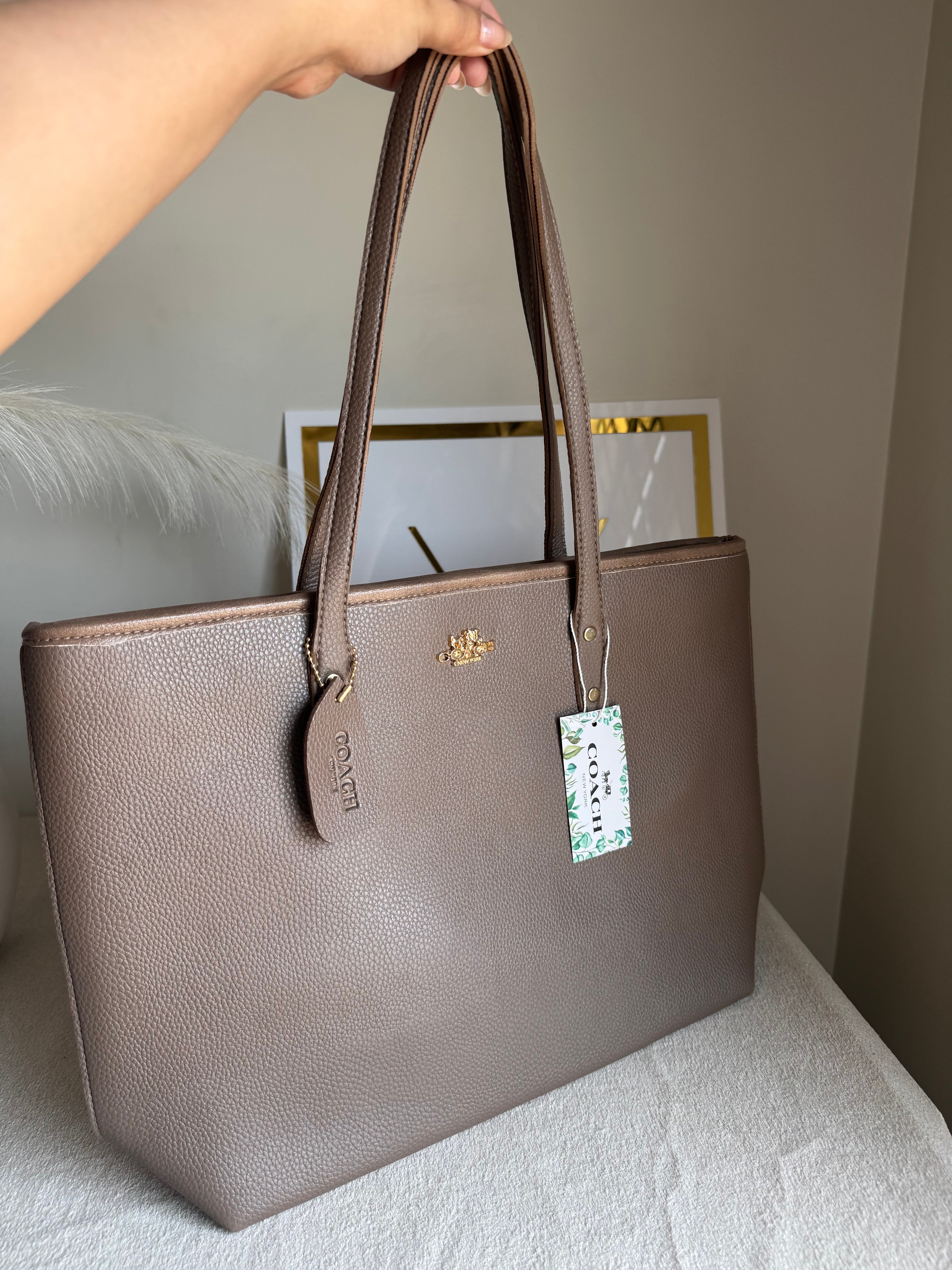 COACH City Tote Bag PREMIUM - Greyish Beige (BOX PACKING)