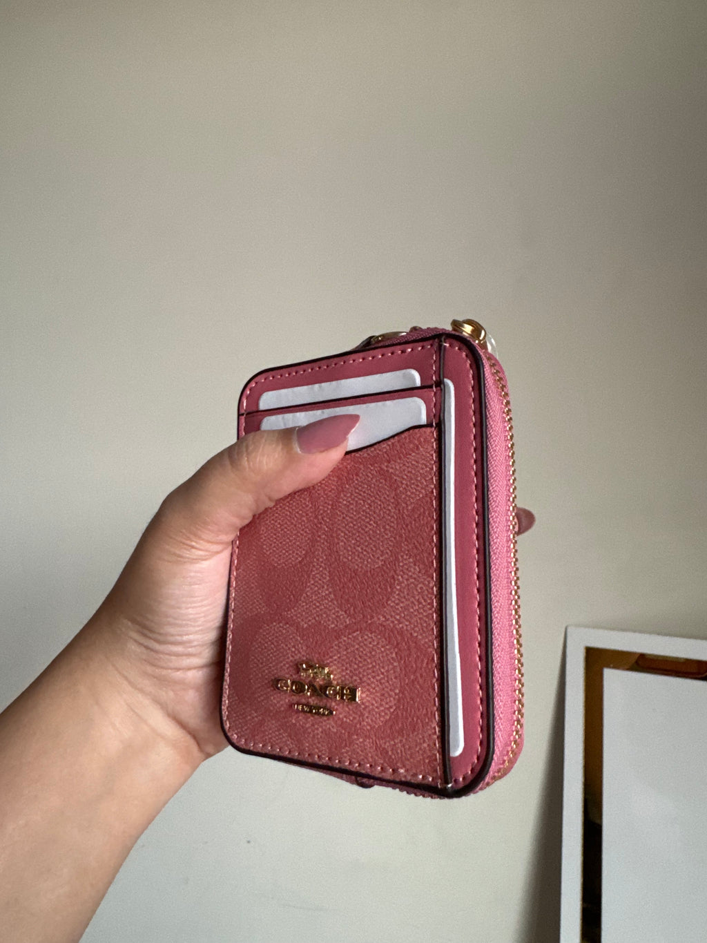 Coach Zip Card Case - Signature Pink
