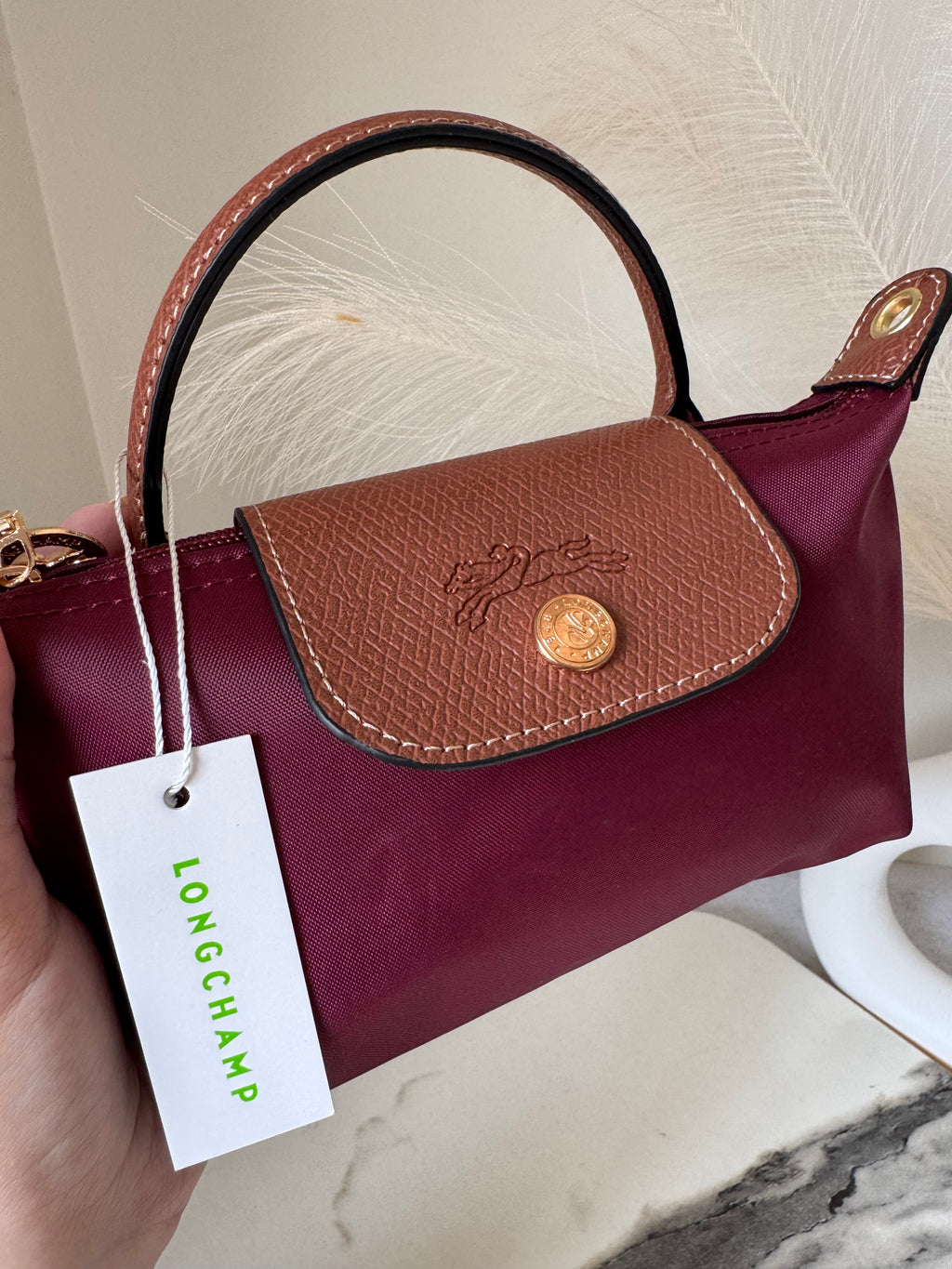 LongChamp Crossbody Bag with Strap - Wine Red (WITH BRAND LOGO)