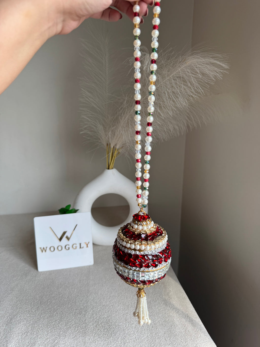 Turkish Potli - Reddish Kundan