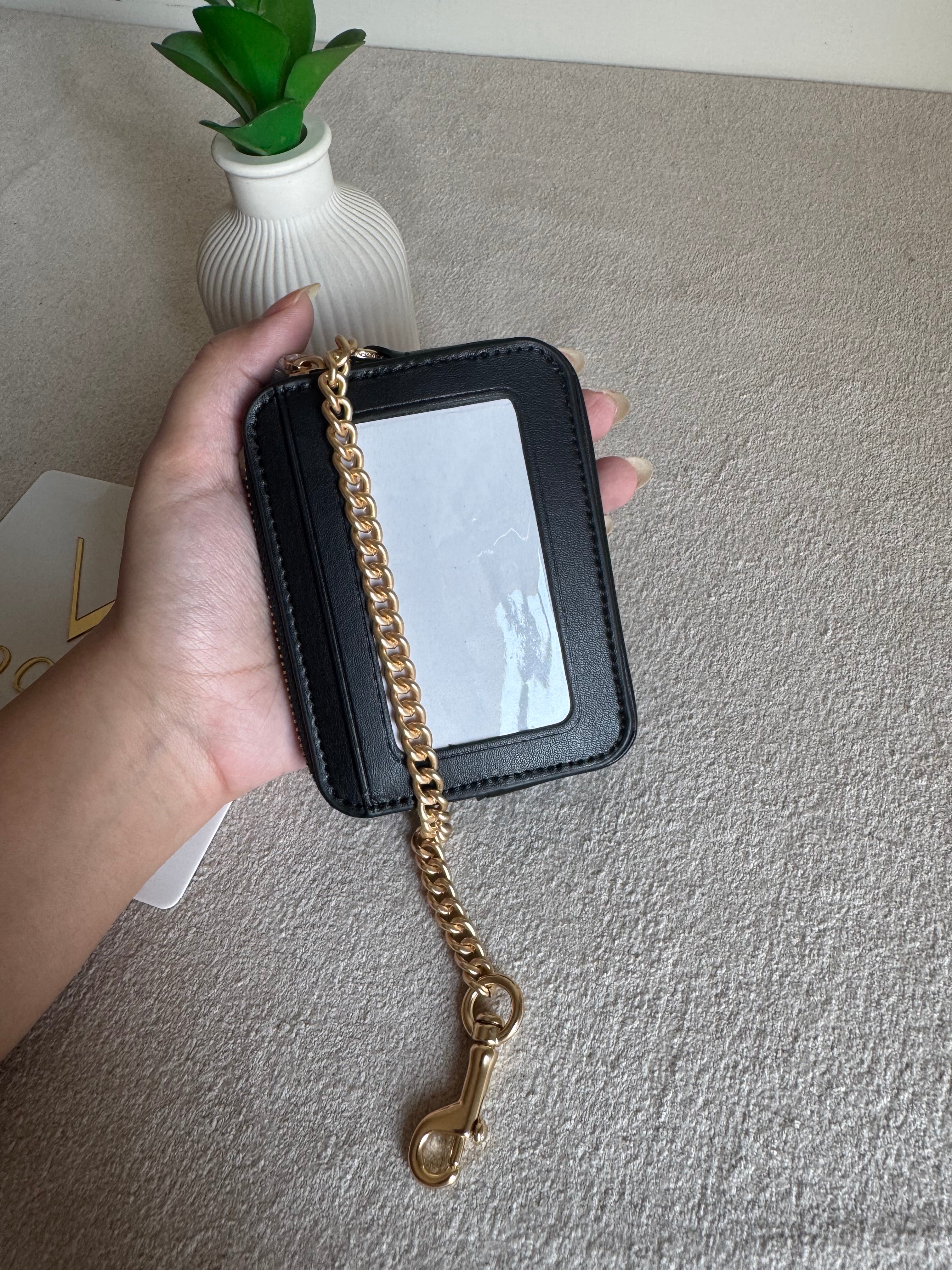 Coach Zip Card Case Patterned Black