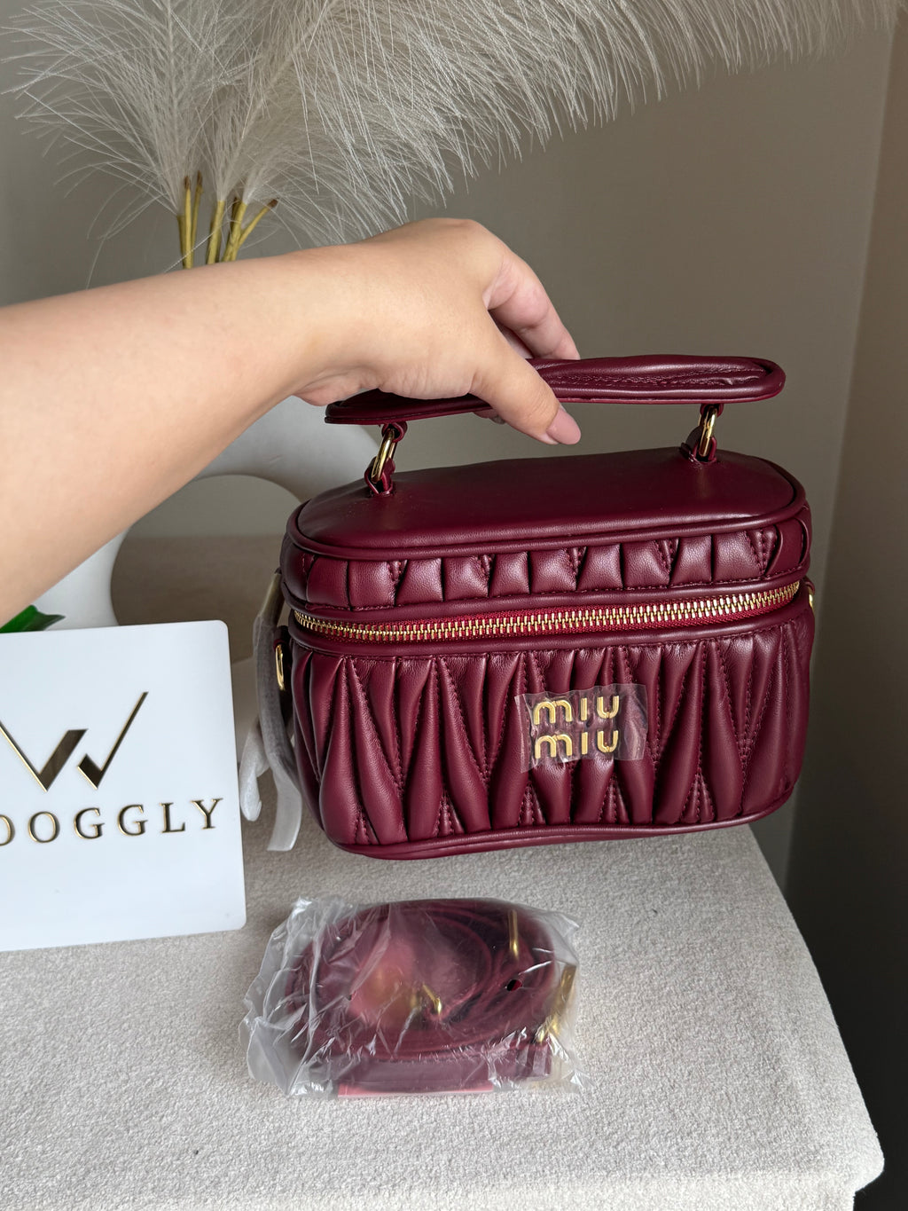 Miu Miu Quilted Crossbody Bag - Maroon