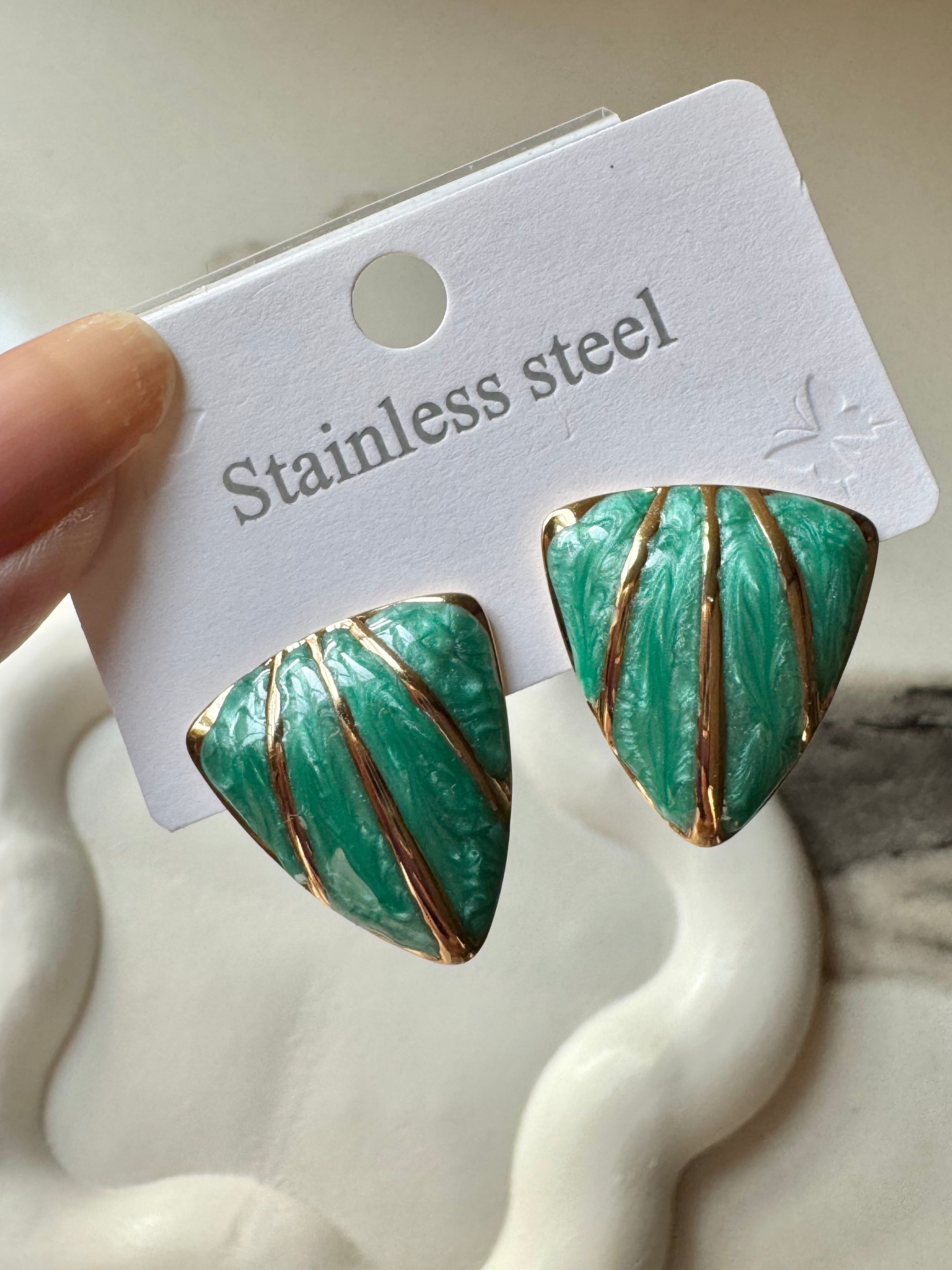 Trinity Studs - Green