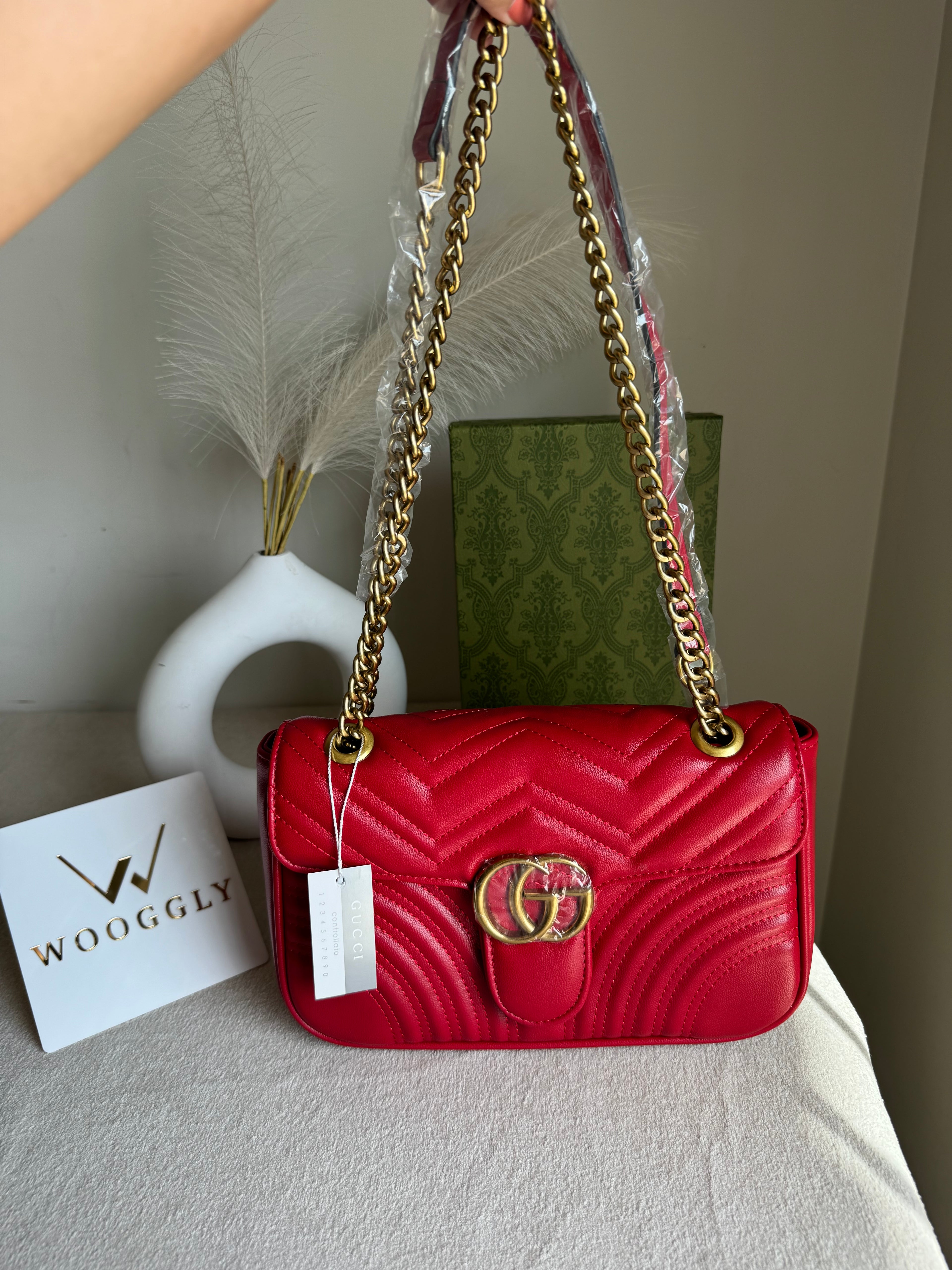 Gucci Signature Bag MEDIUM - Red with Box Packing