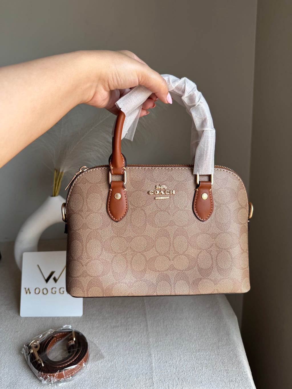 COACH PREMIUM Hand Bag (Apricot Brown) BOX PACKING