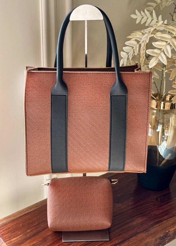 Mashion Tote with Pouch - Brown