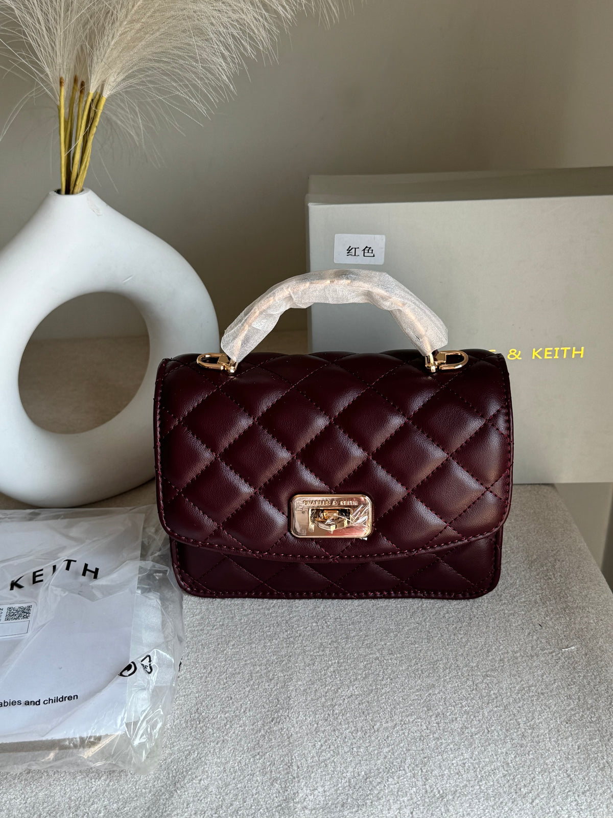 Premium C & K Elora Bag with PROPER PACKING Burgundy