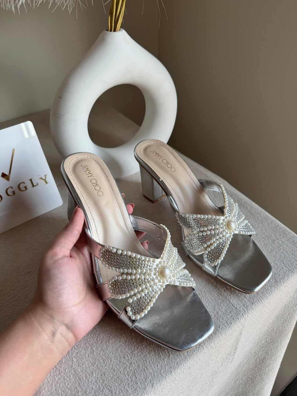 Jimmy Choo Pearl Heels - Silver