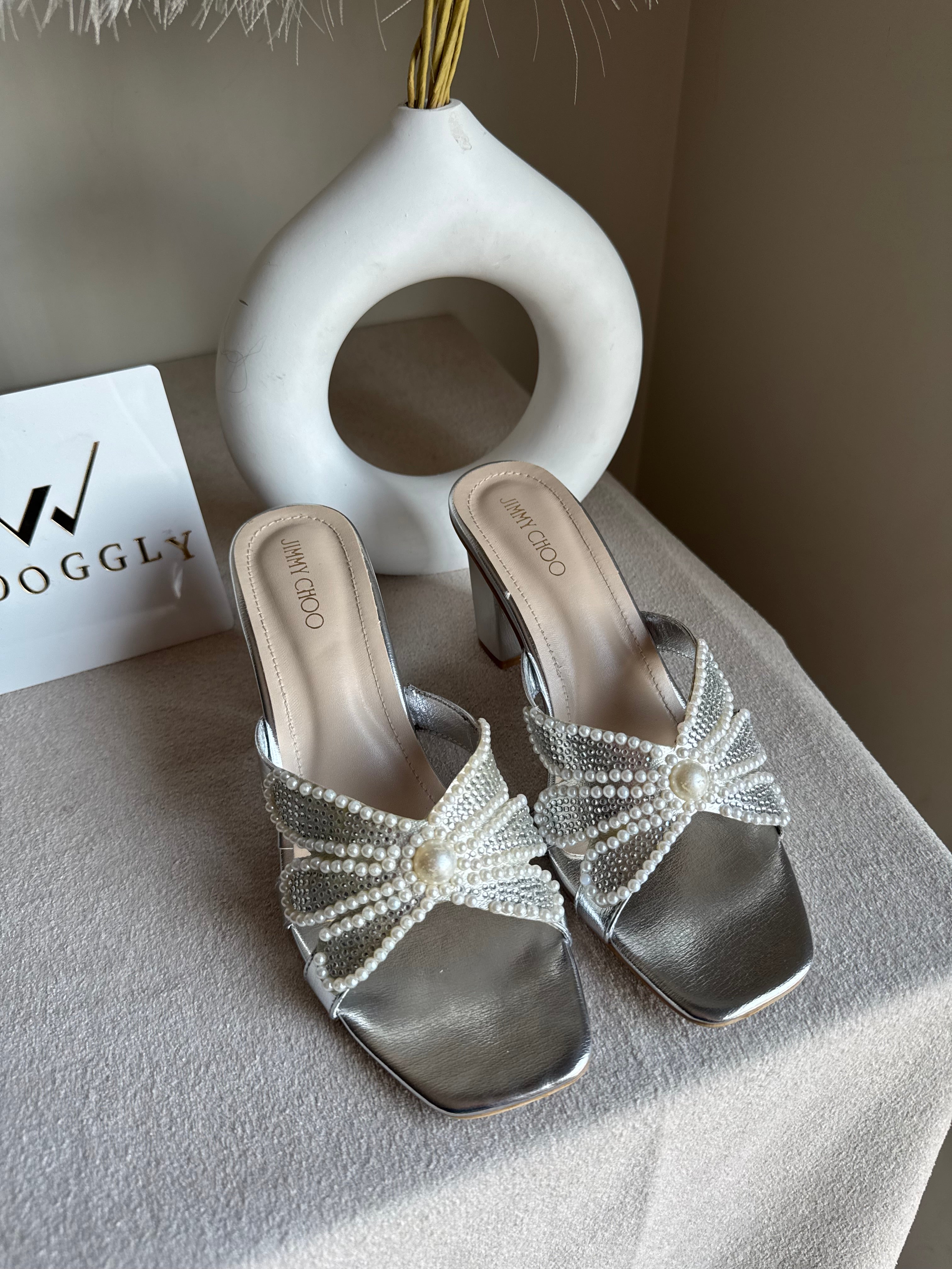 Jimmy Choo Pearl Heels - Silver