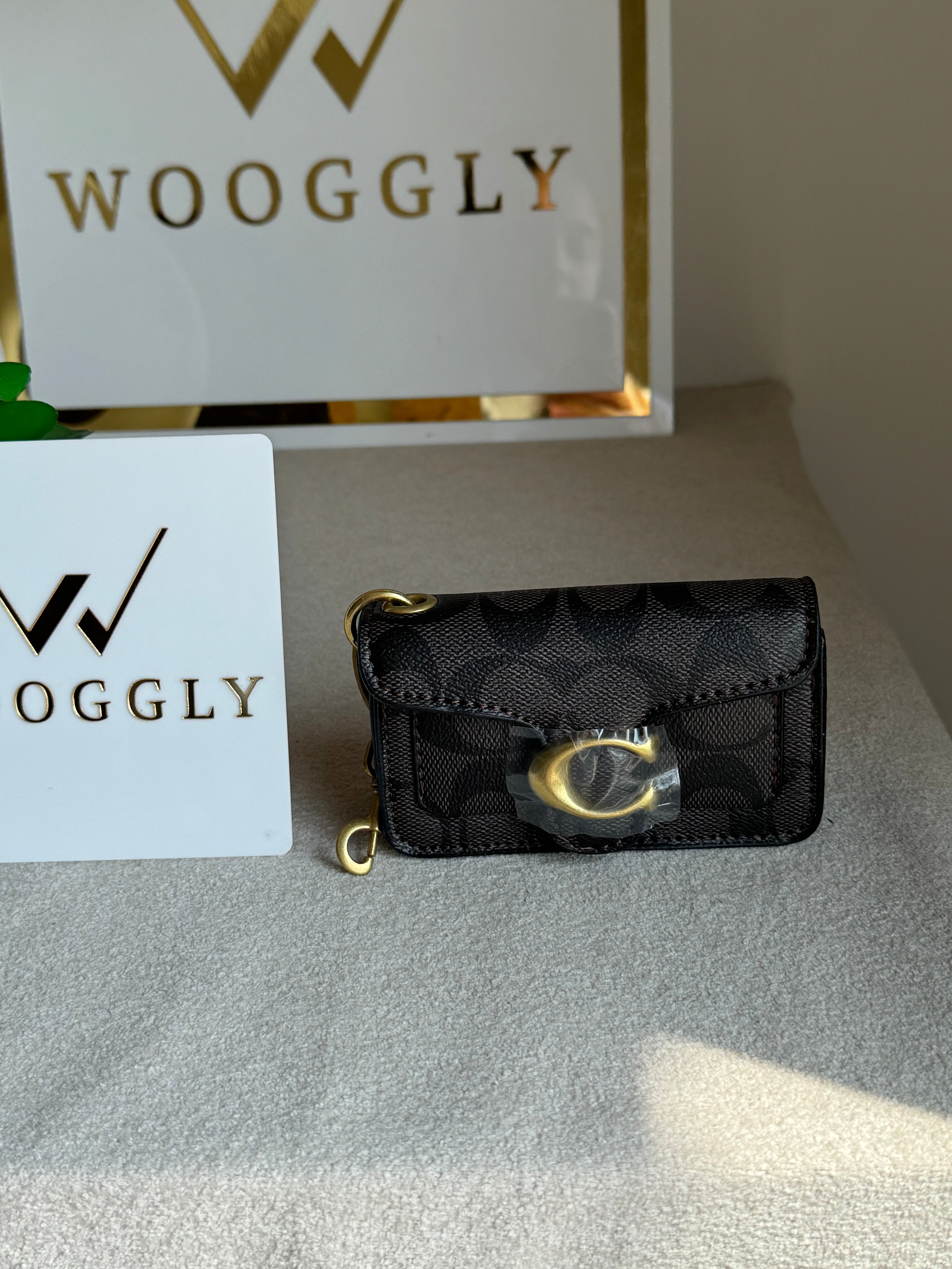 Coach Tabby Mini Bag Charm Signature Coffee
