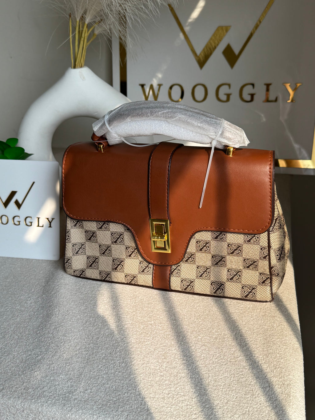 Premium Ella Hand Bag Beige & Brown