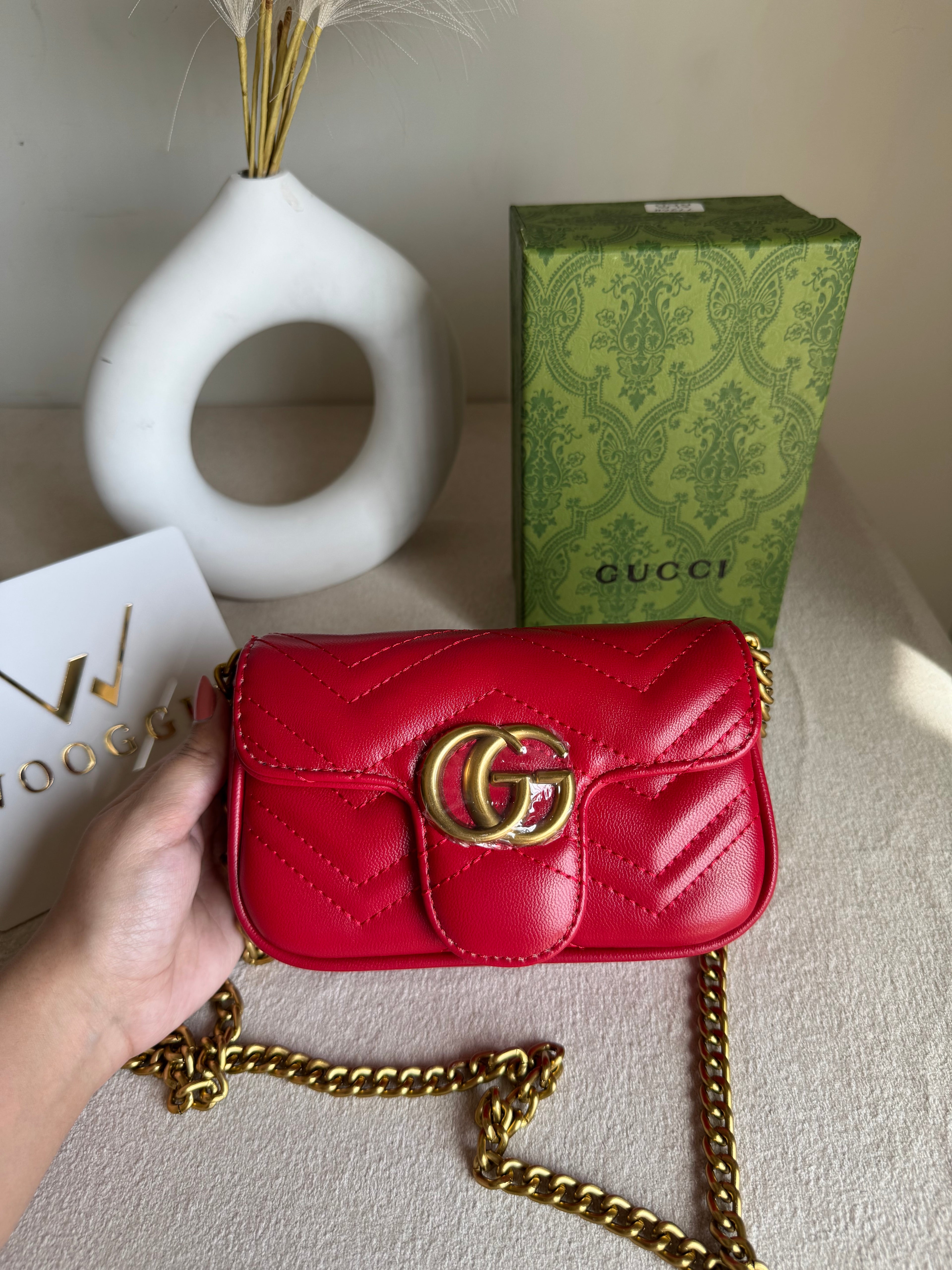 Gucci Signature Bag SMALL - Red with Box Packing