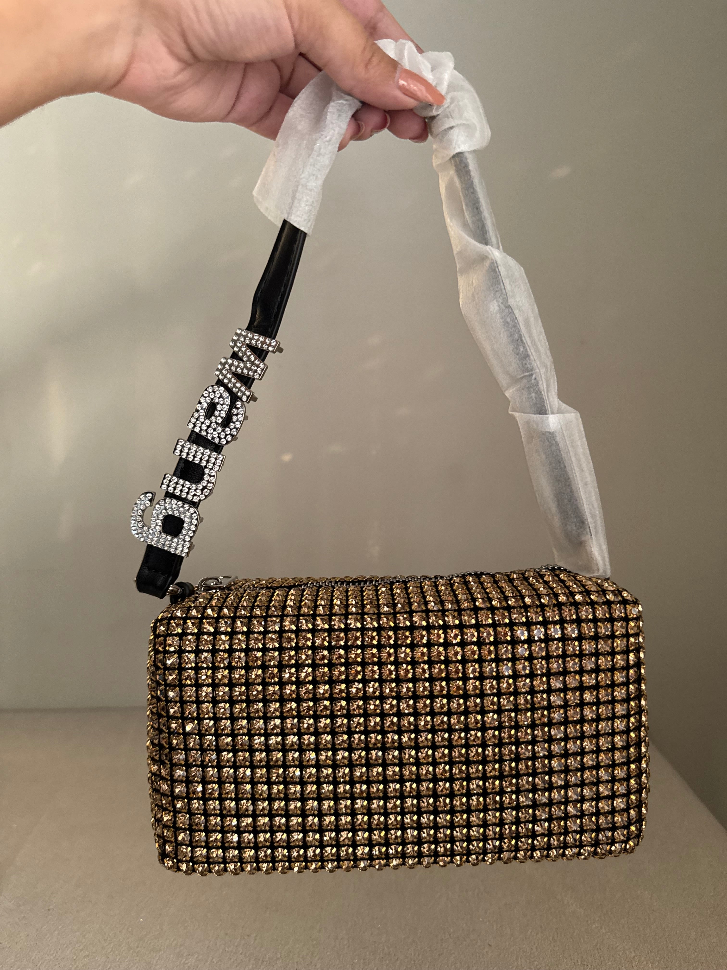 Alexander Wang Rhinestone Evening Clutch (Champagne & Black)