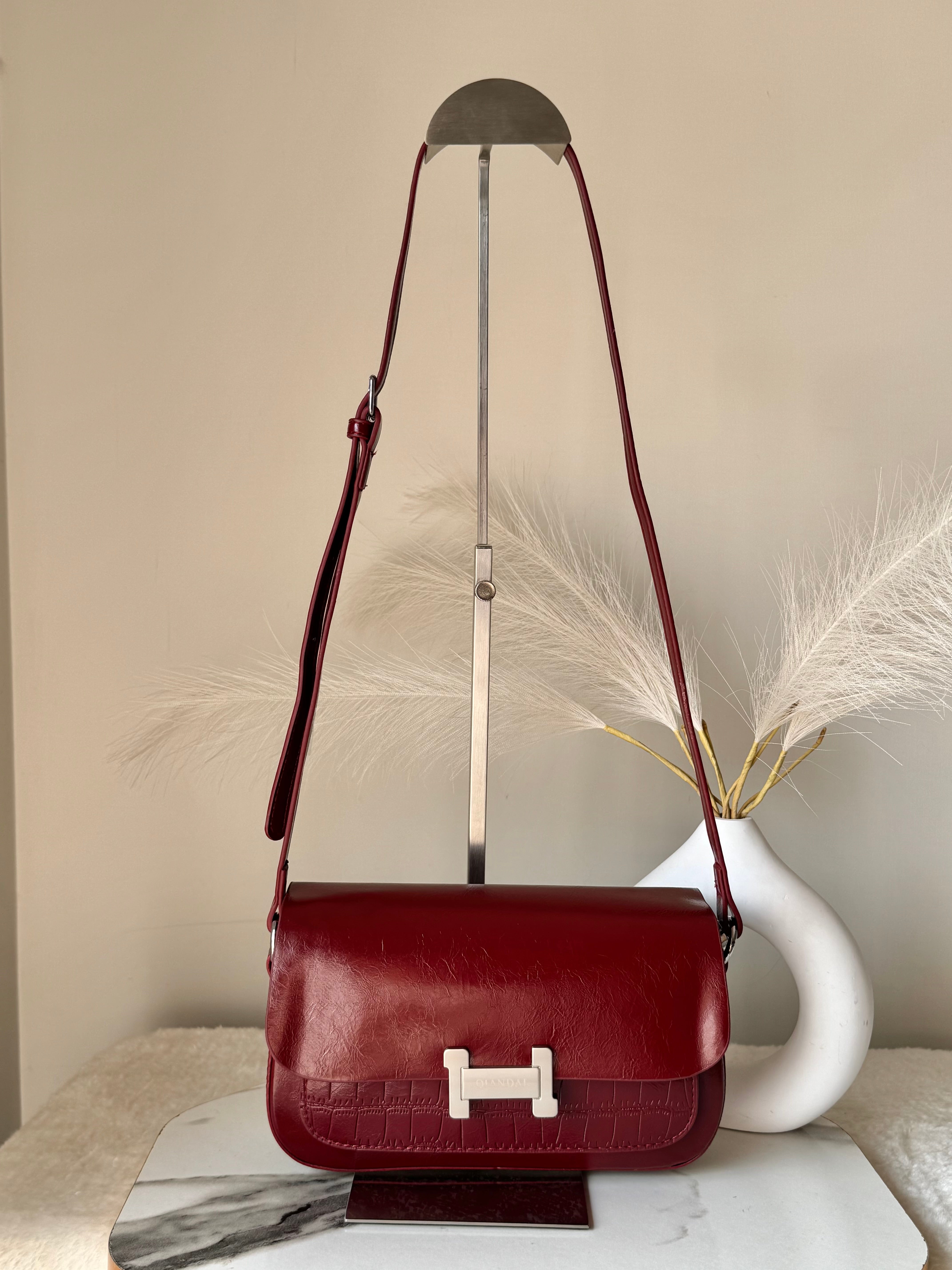 Milano Bag with Long Strap (Maroon)