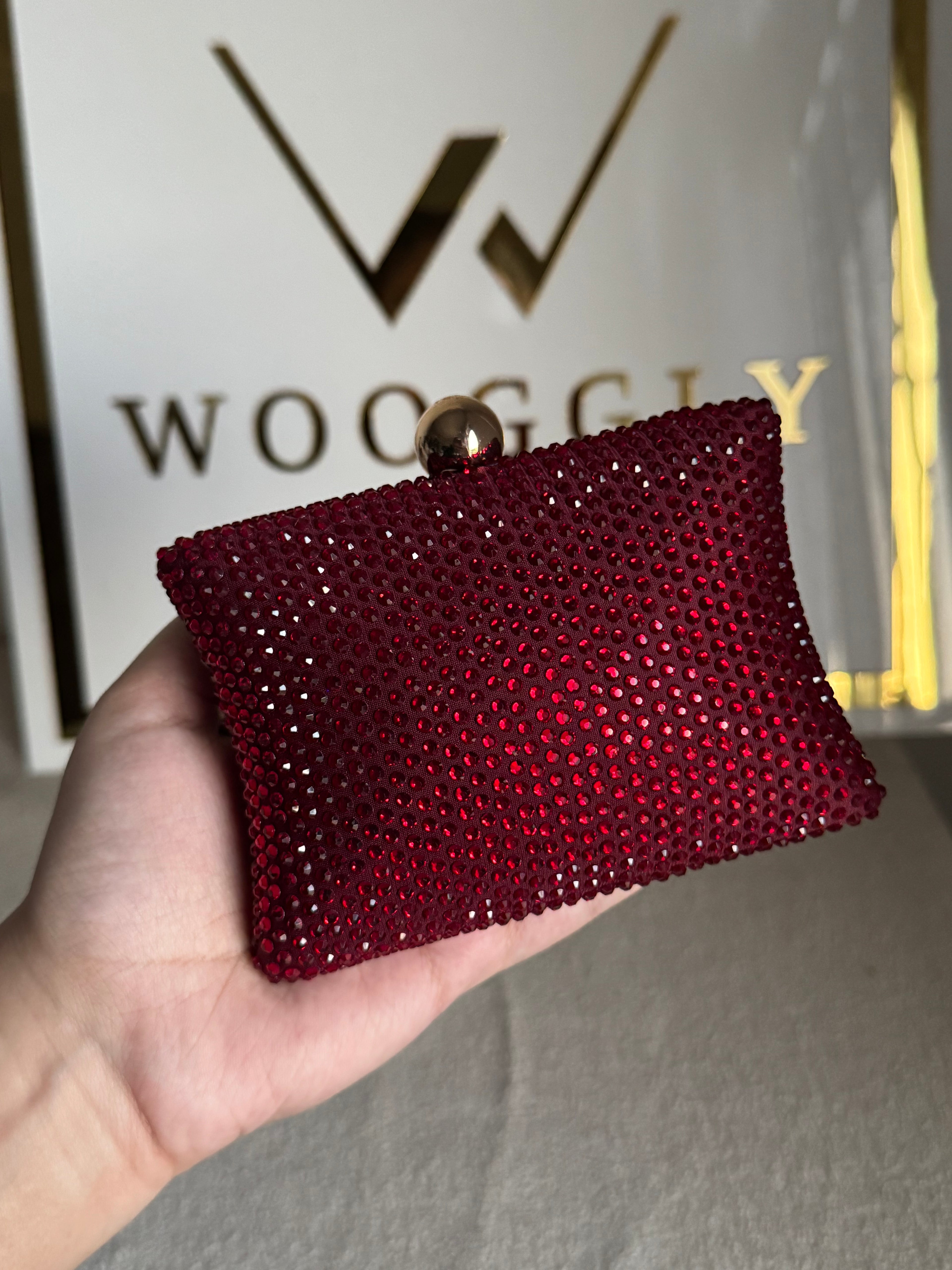 Muse Swarovski Clutch - Reddish Maroon