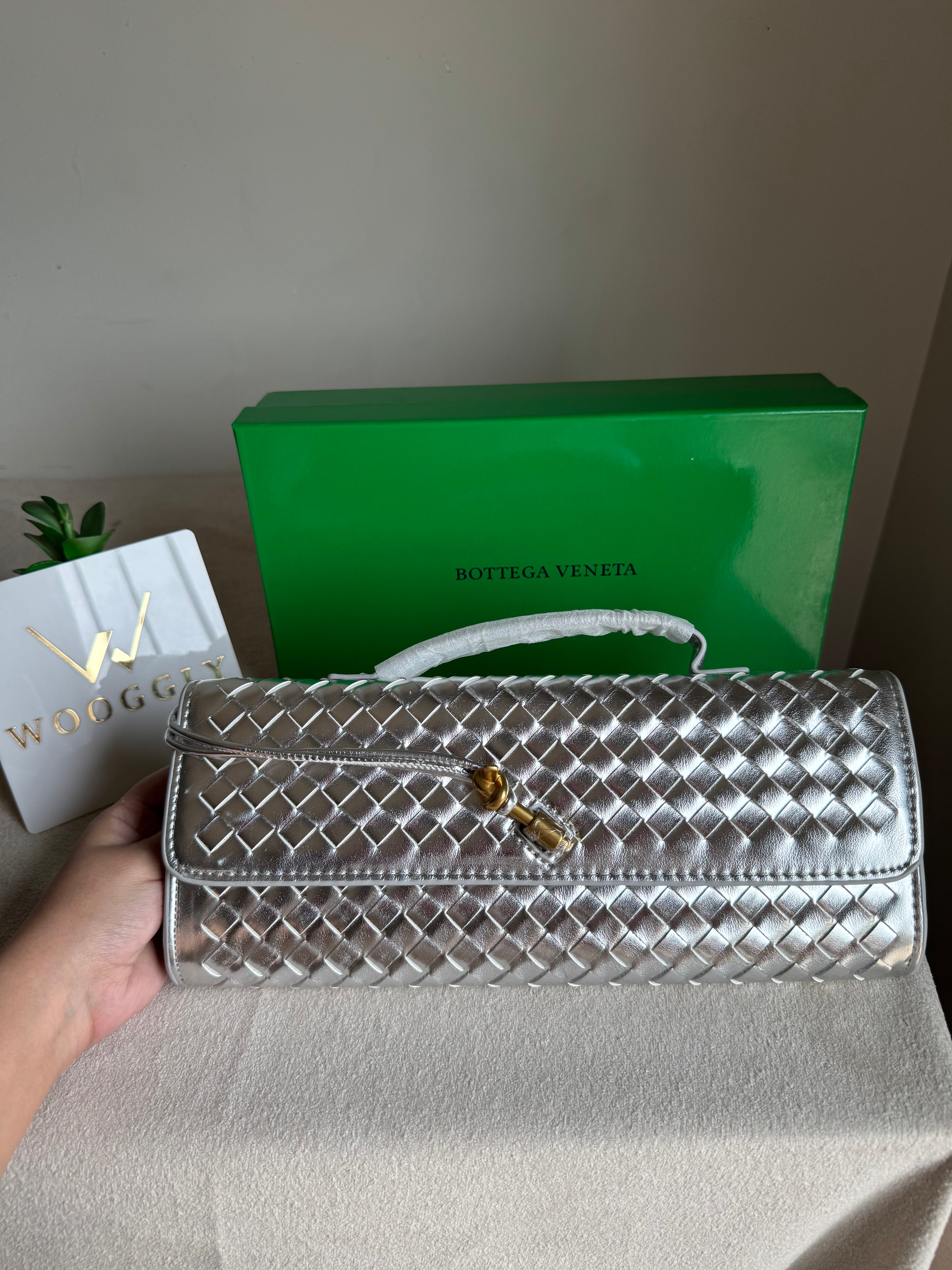 Premium Bottega Veneta Viral Bag with BOX Packing - Silver