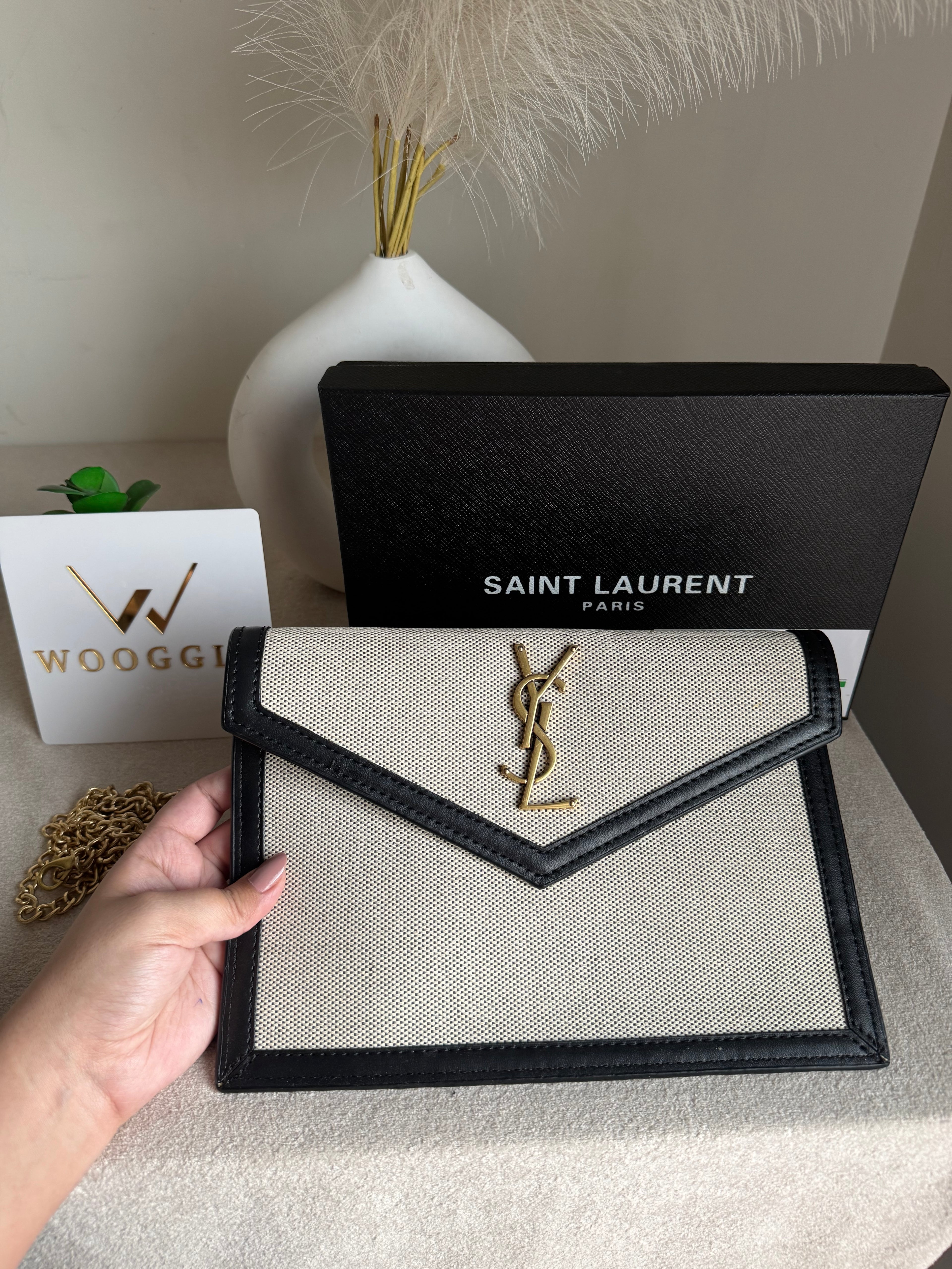 Premium Quality YSL Pouch with Box Packing - Statement Black