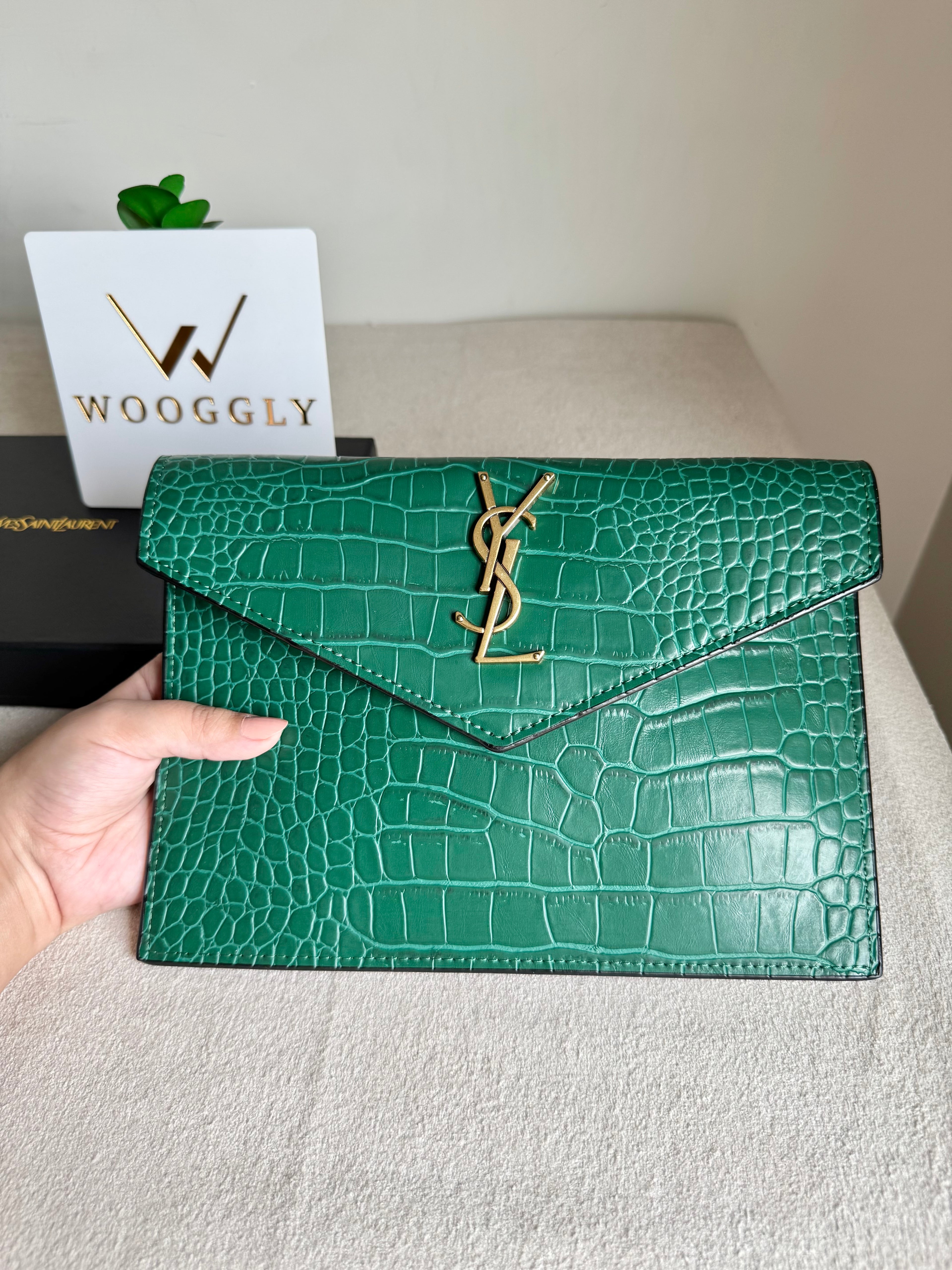 Premium Quality YSL Pouch with Box Packing - Green