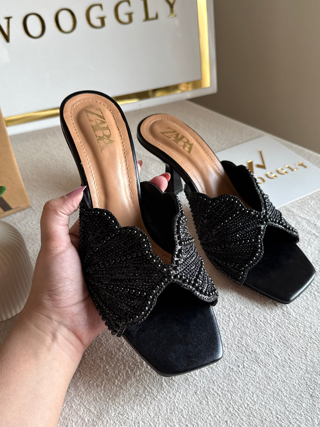 Viral Zara Faux Heels BLACK with Brand Box