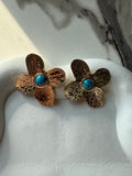 Turquoise & Gold Statement Earrings - 18K Gold Plated